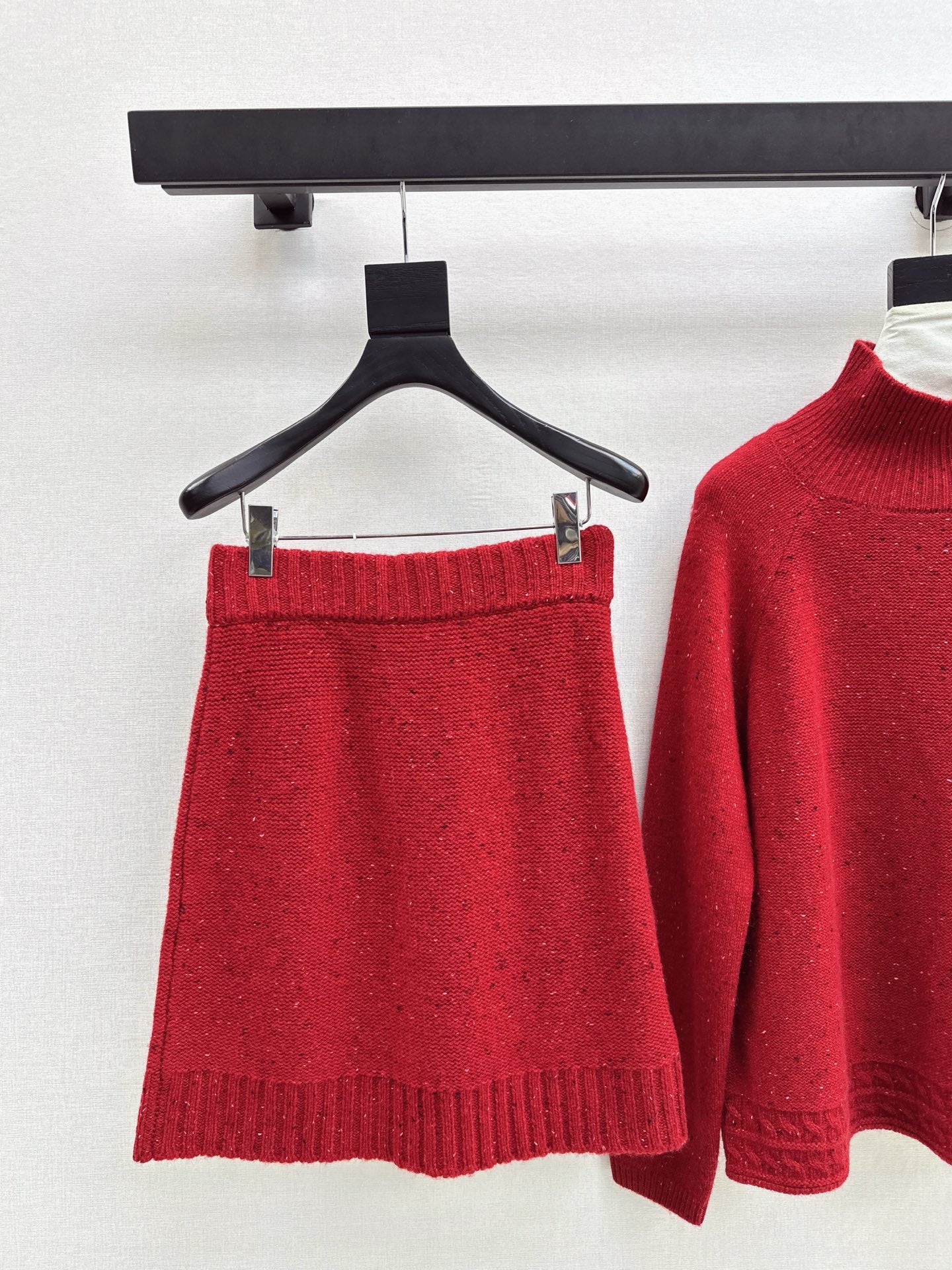 Brun 26ss knit high neck sweater+skirt outfit set