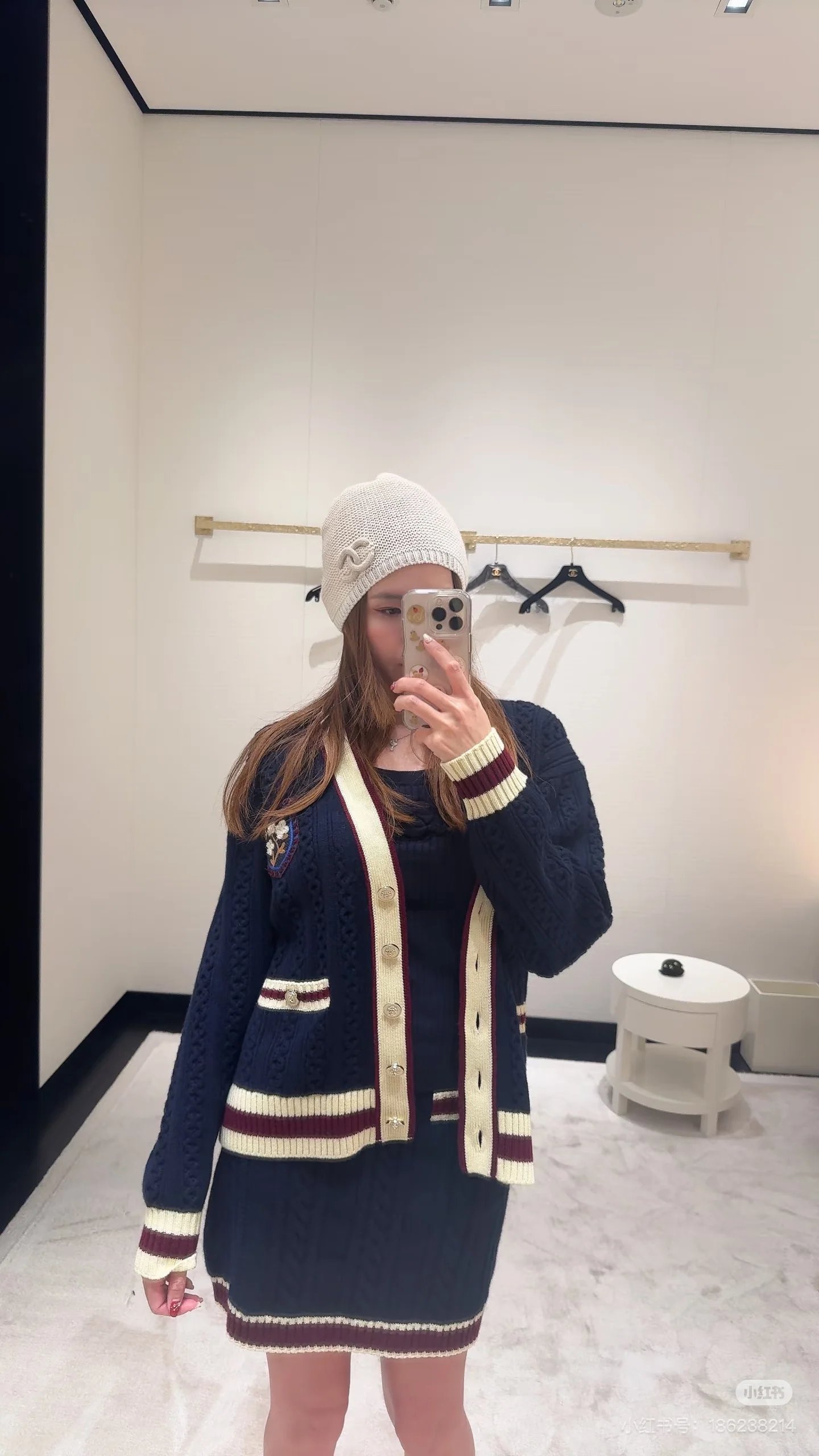 Chan 26ss cable cardigan skirts set