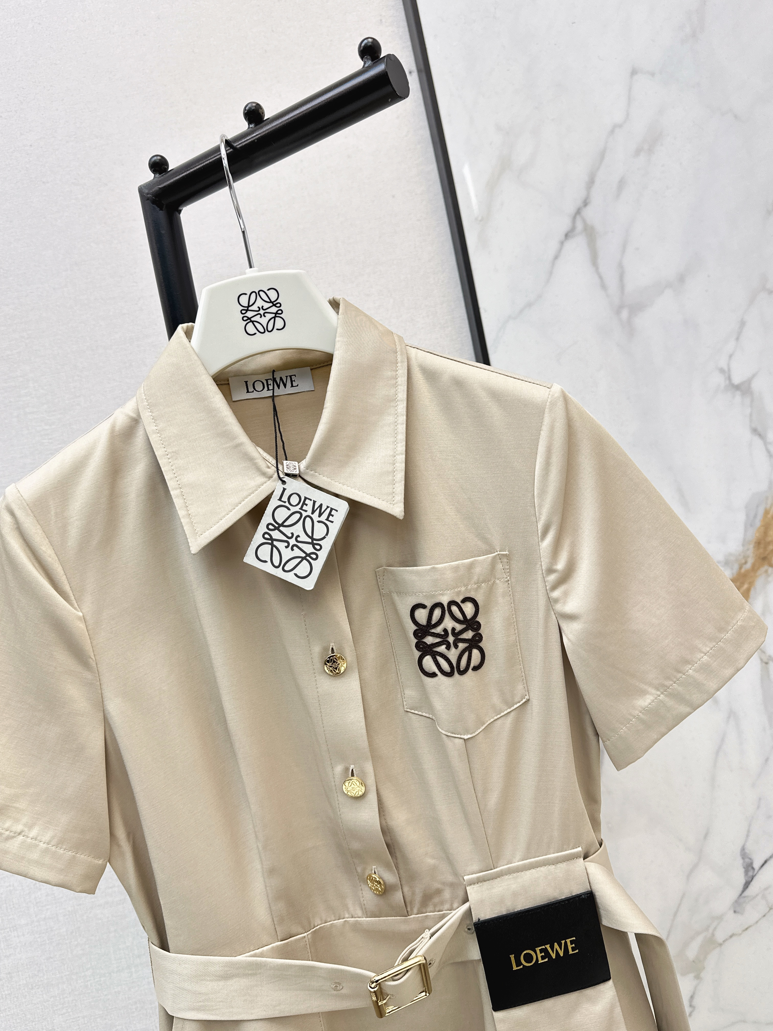 Loe 26ss logo embroidery dress