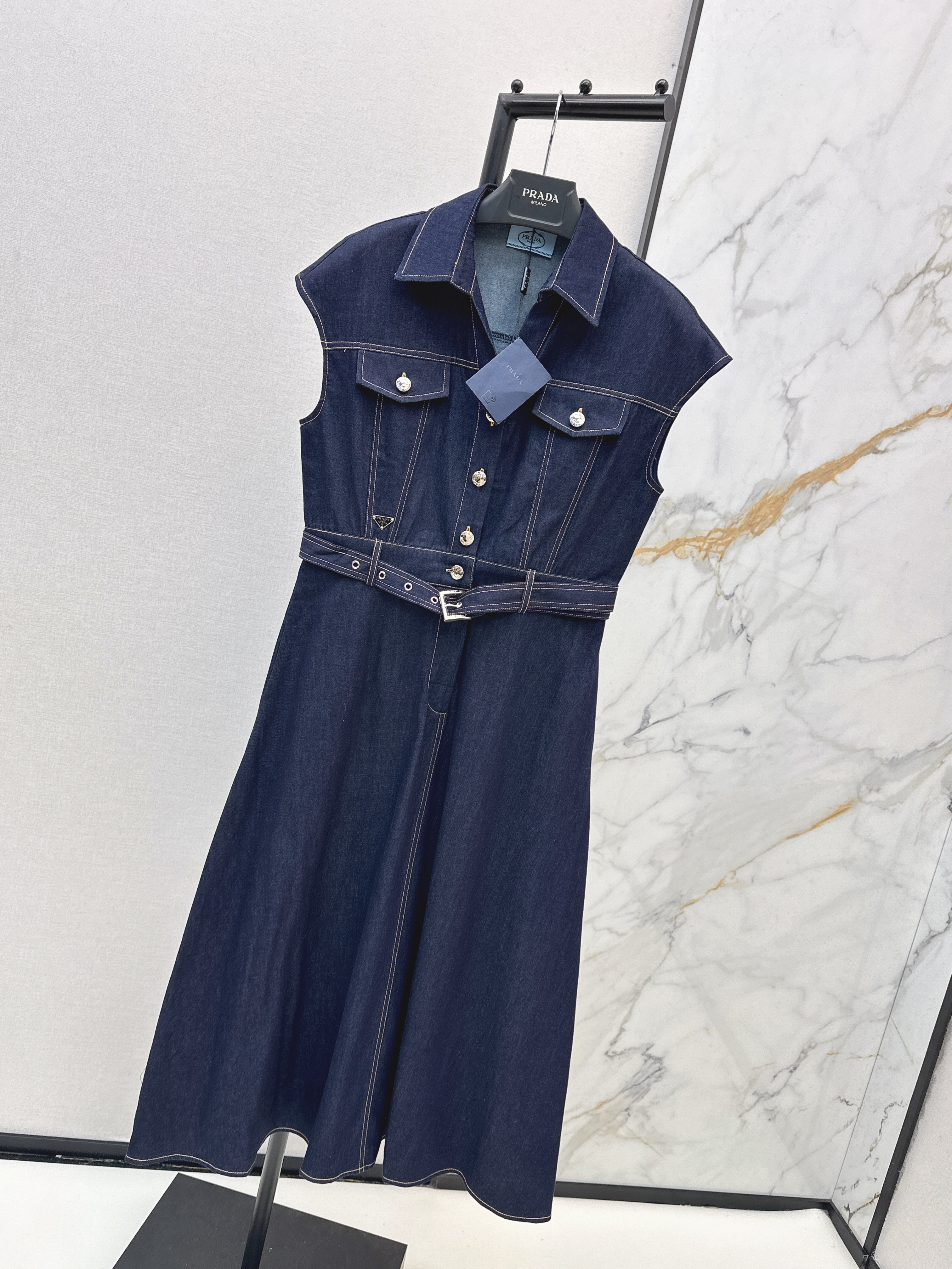 Pra 26ss denim sleeveless dress