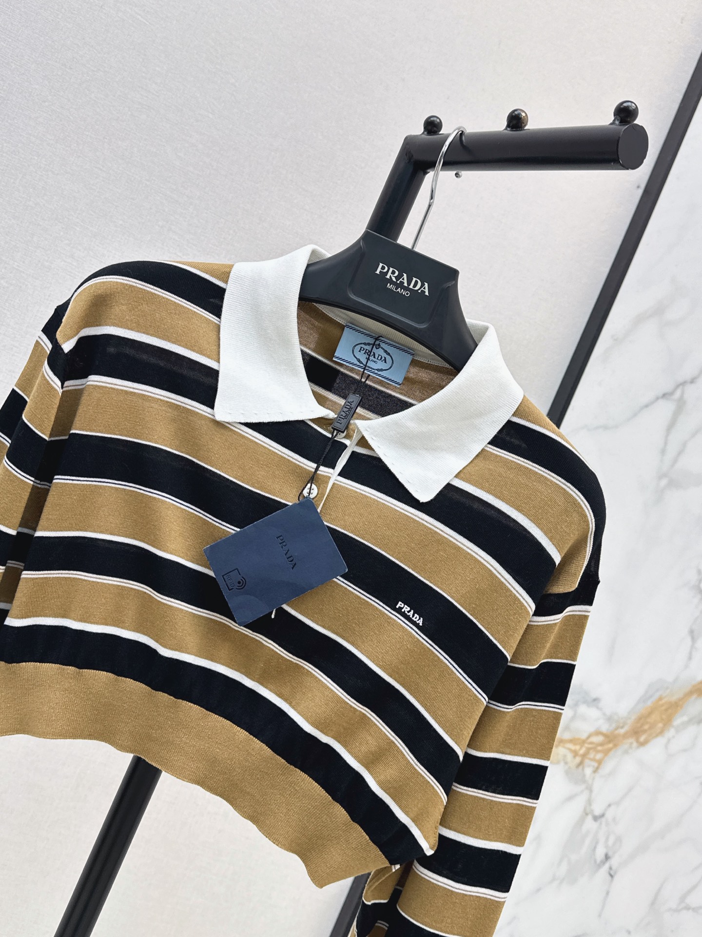 Pra 26ss stripe cropped knitwear