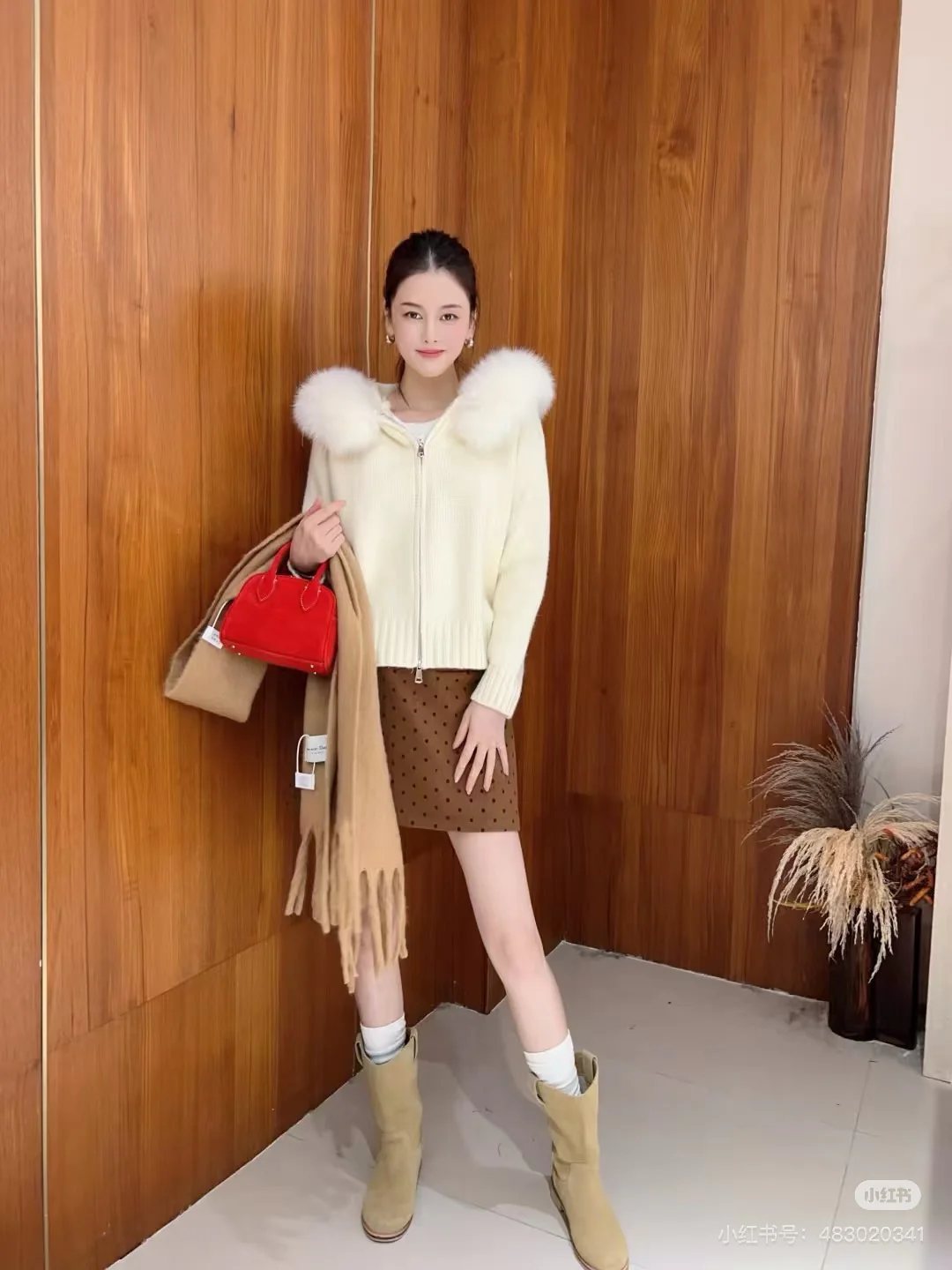 Monc 25fw detachable fur knit jacket