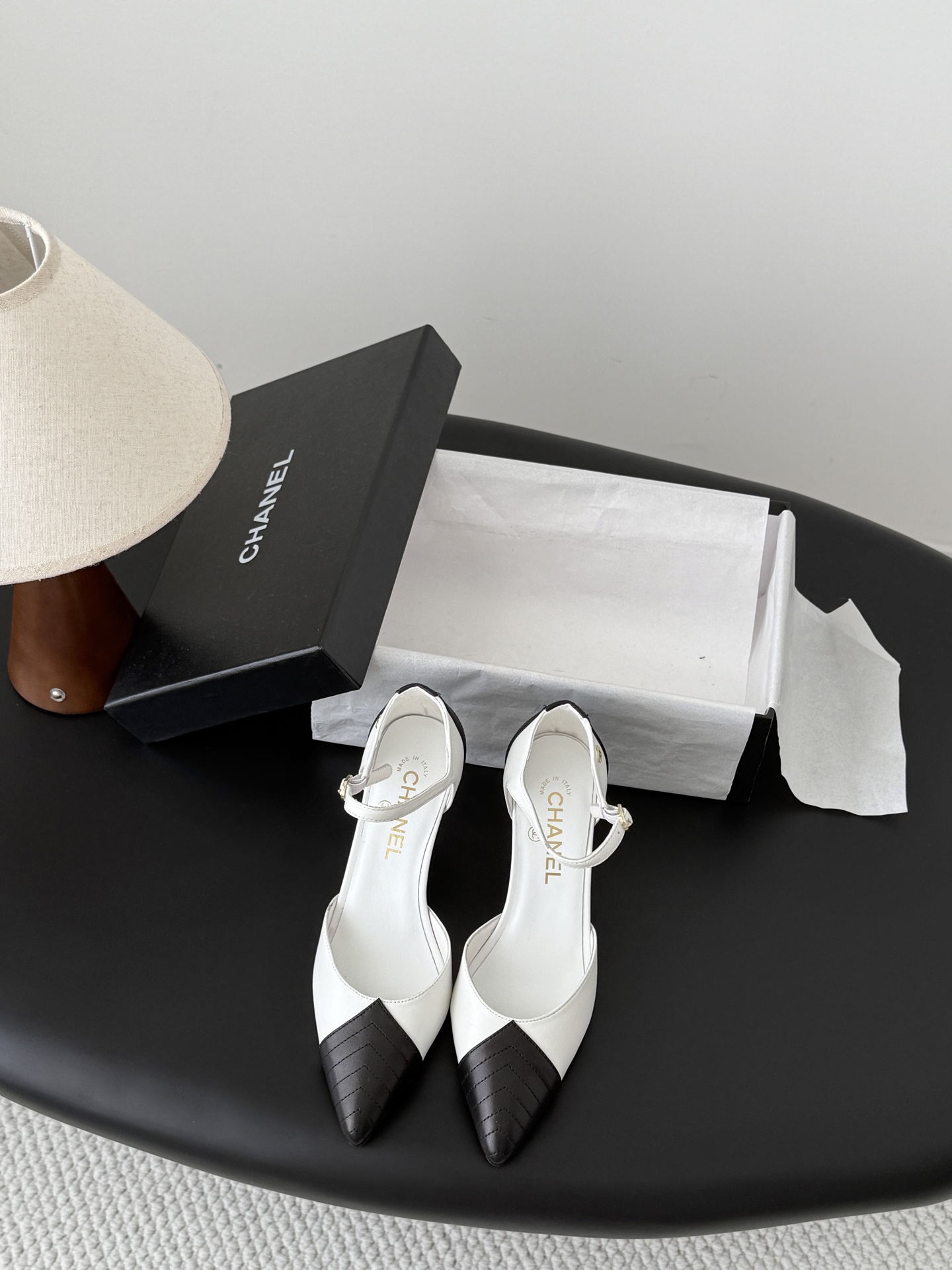 Chan 26P kitten heel sandals
