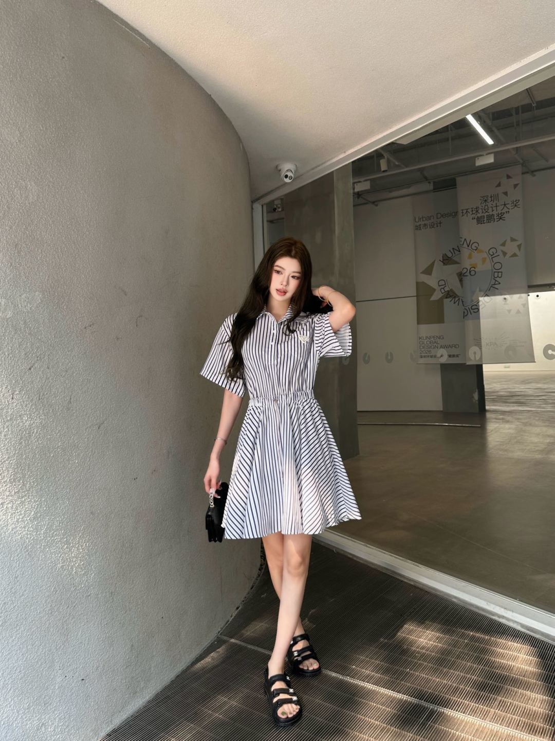 Pra 26ss stripe shirt dress