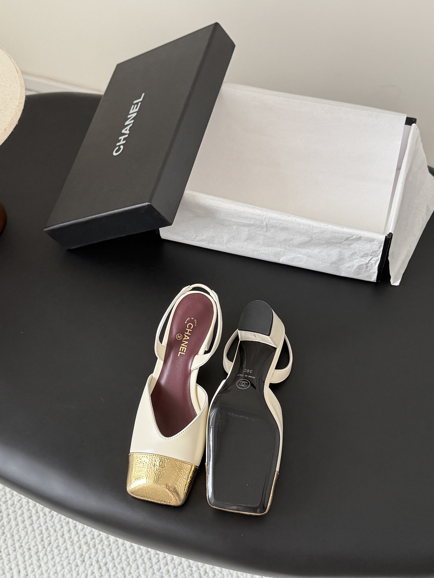 Chan two-tone slingback pumps
