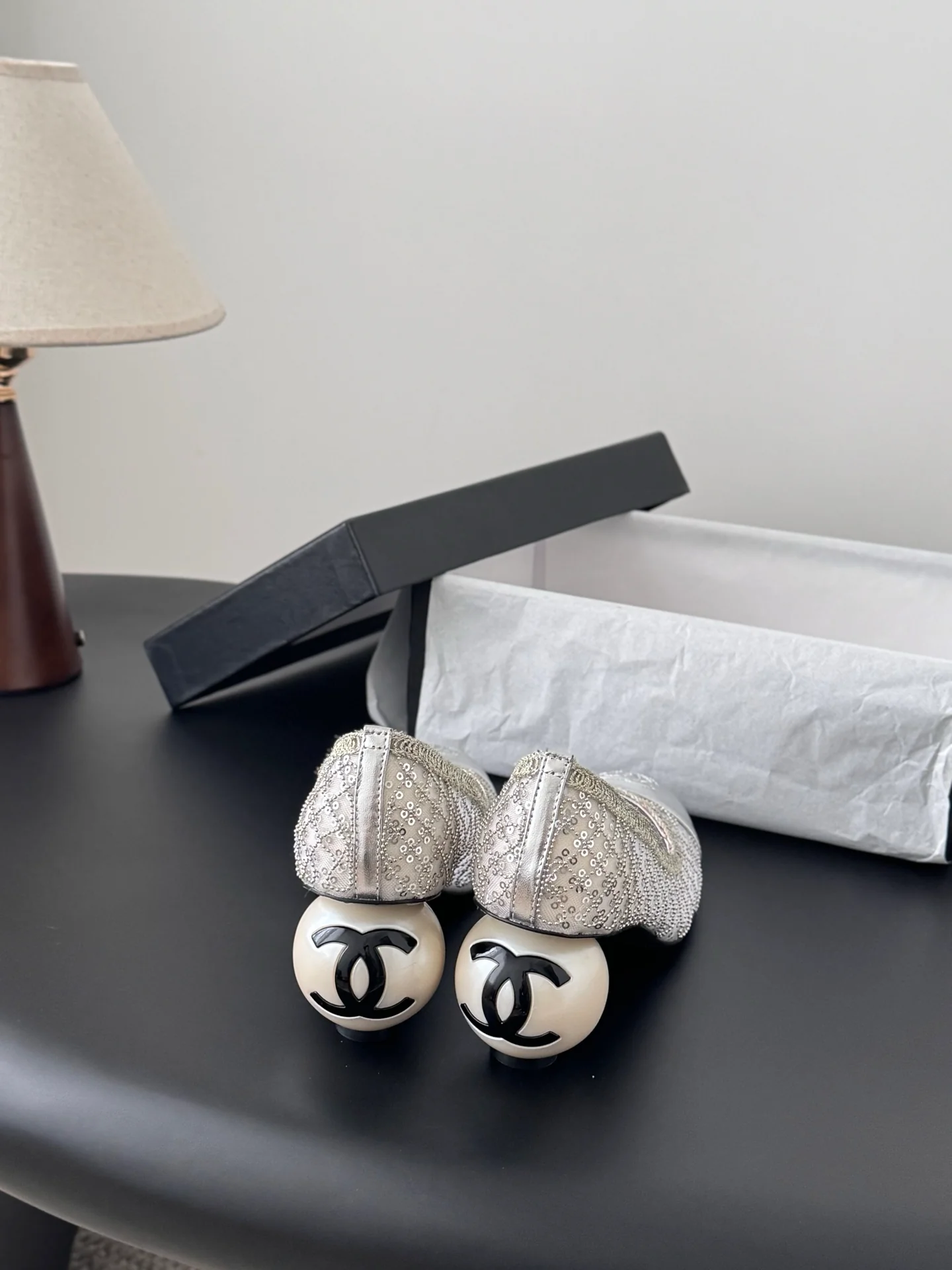 Chan 26ss pearl mary jane chunky heel