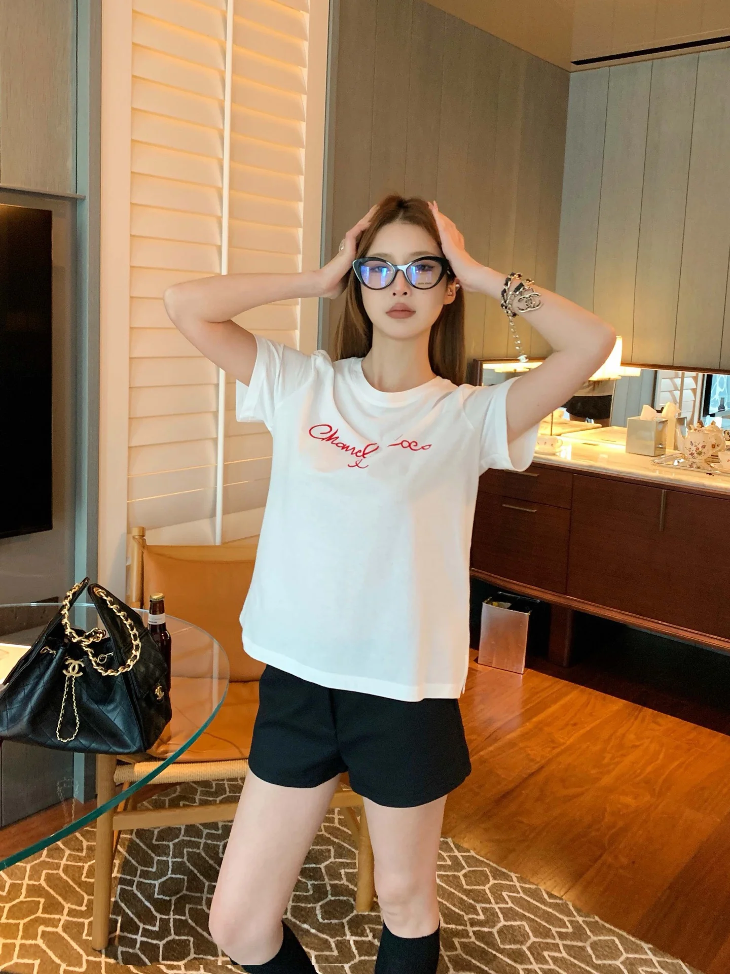 Chan 26ss contrast lettering t-shirt