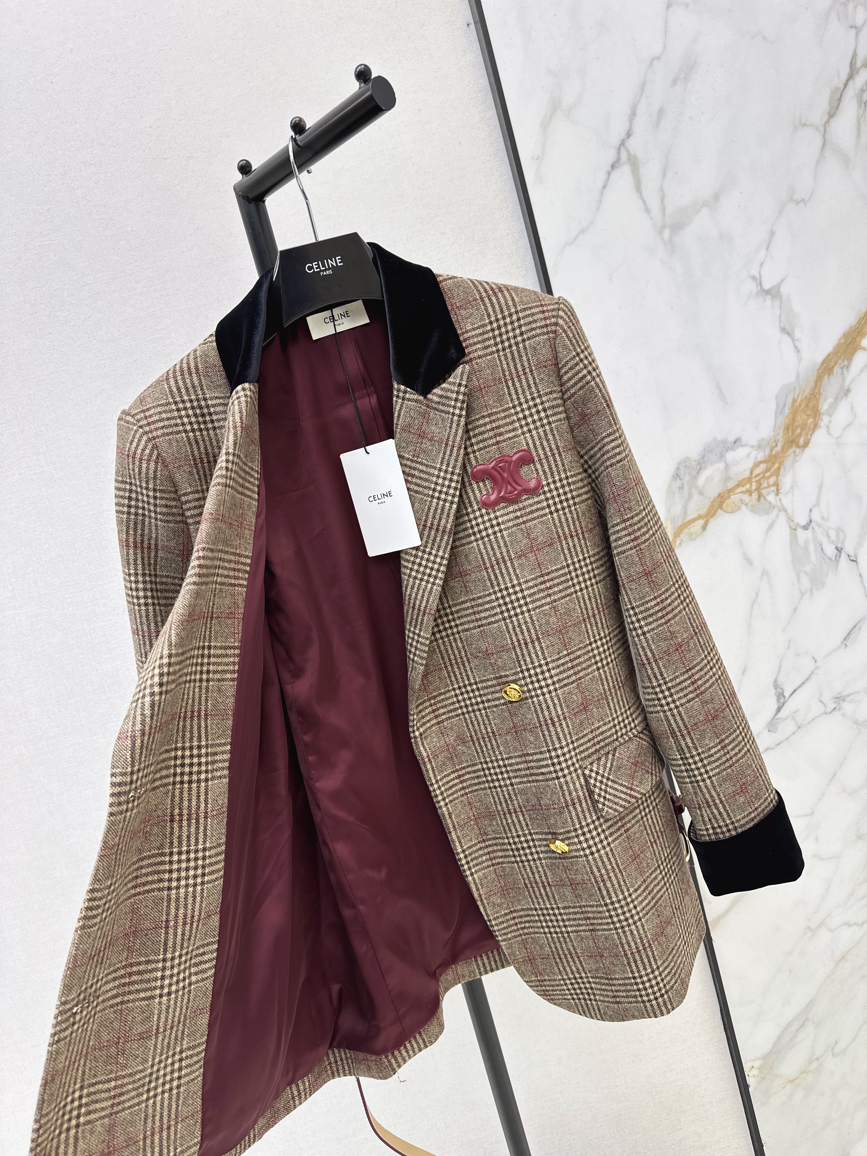 Celi 26ss contract velvet check blazer