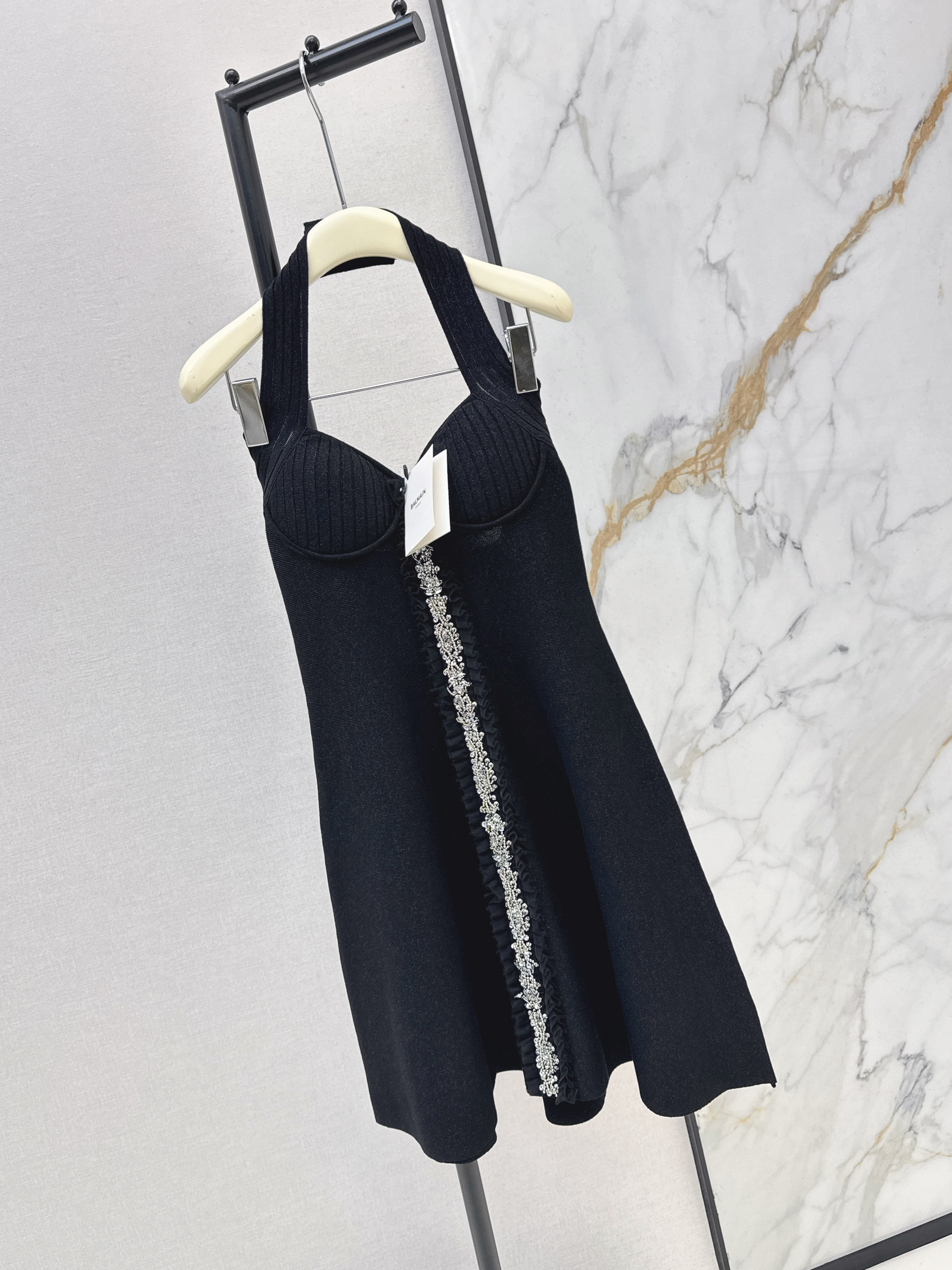 Bal 26ss halter knit beading dress