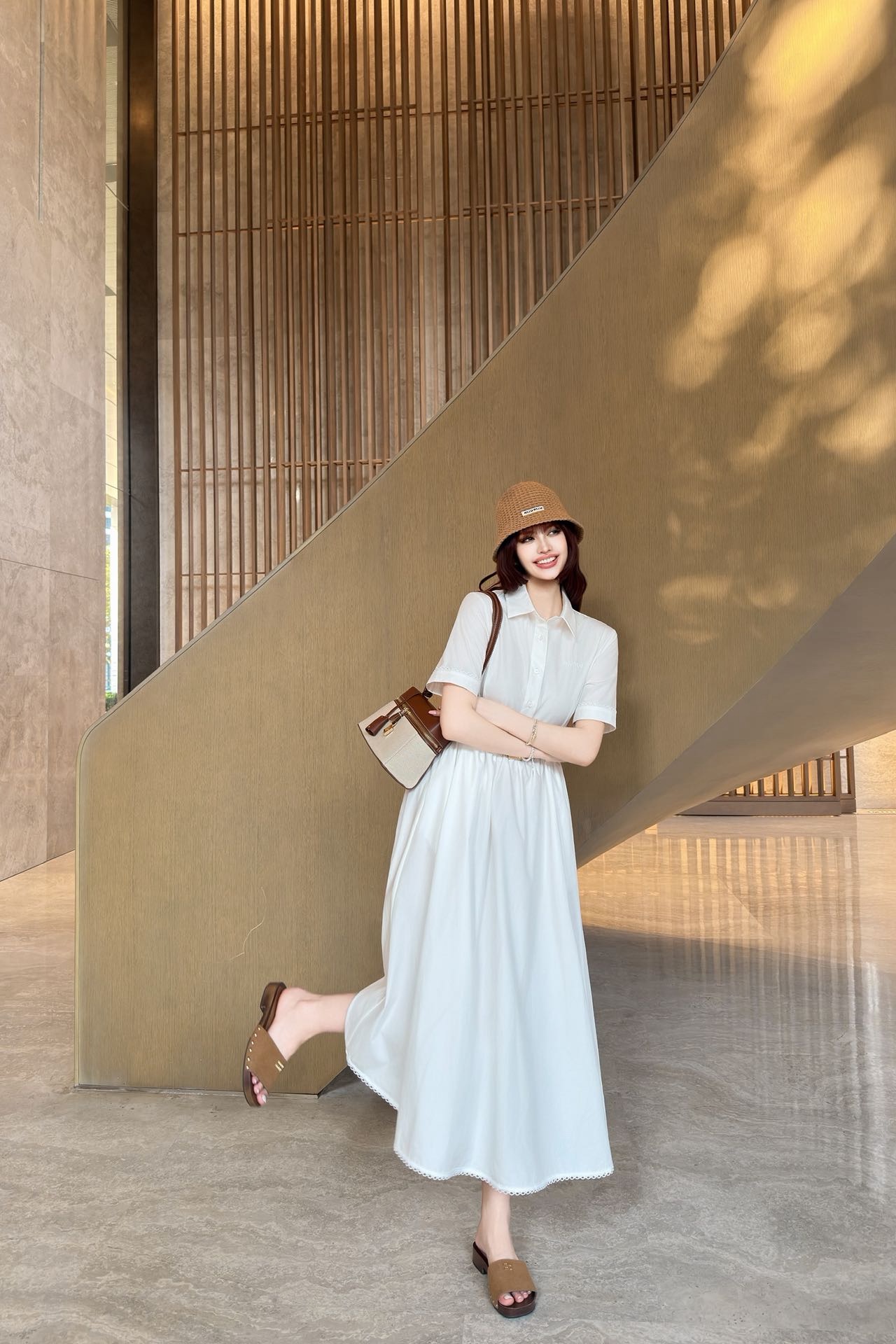 Miu 26ss belted shirt dress
