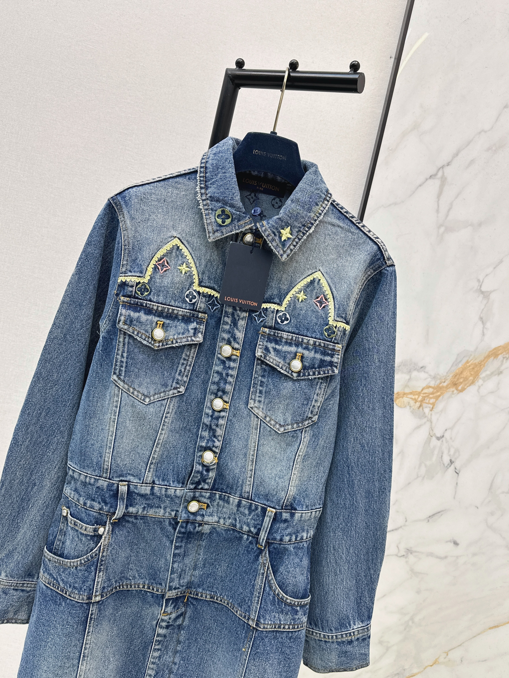 Loui 26ss embroidery denim dress