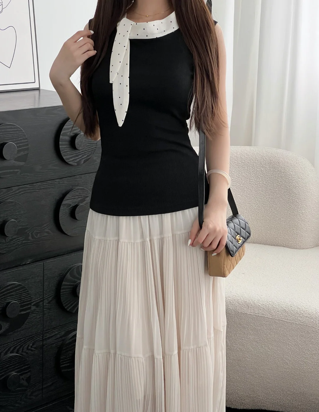 Chan 25A suede flap bag