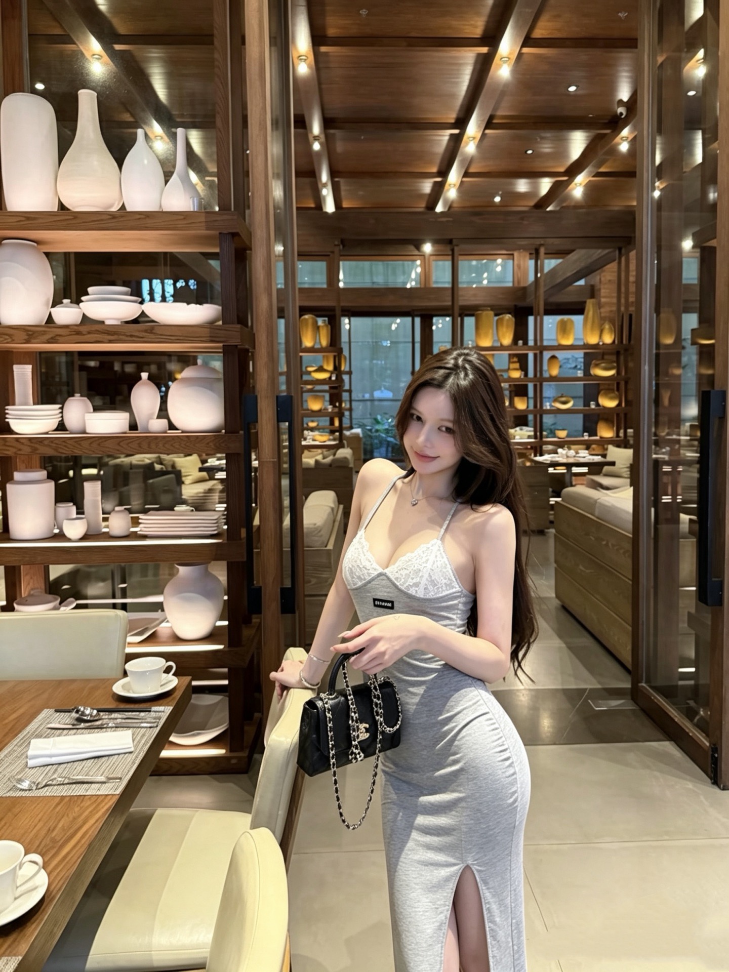 Miu 26ss lave knit slip dress