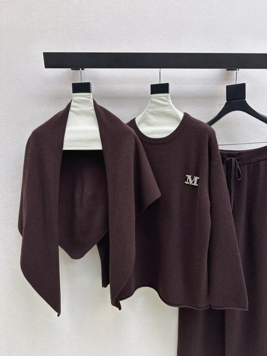 Max 25fw wool sweater+shawl wraps pants sets