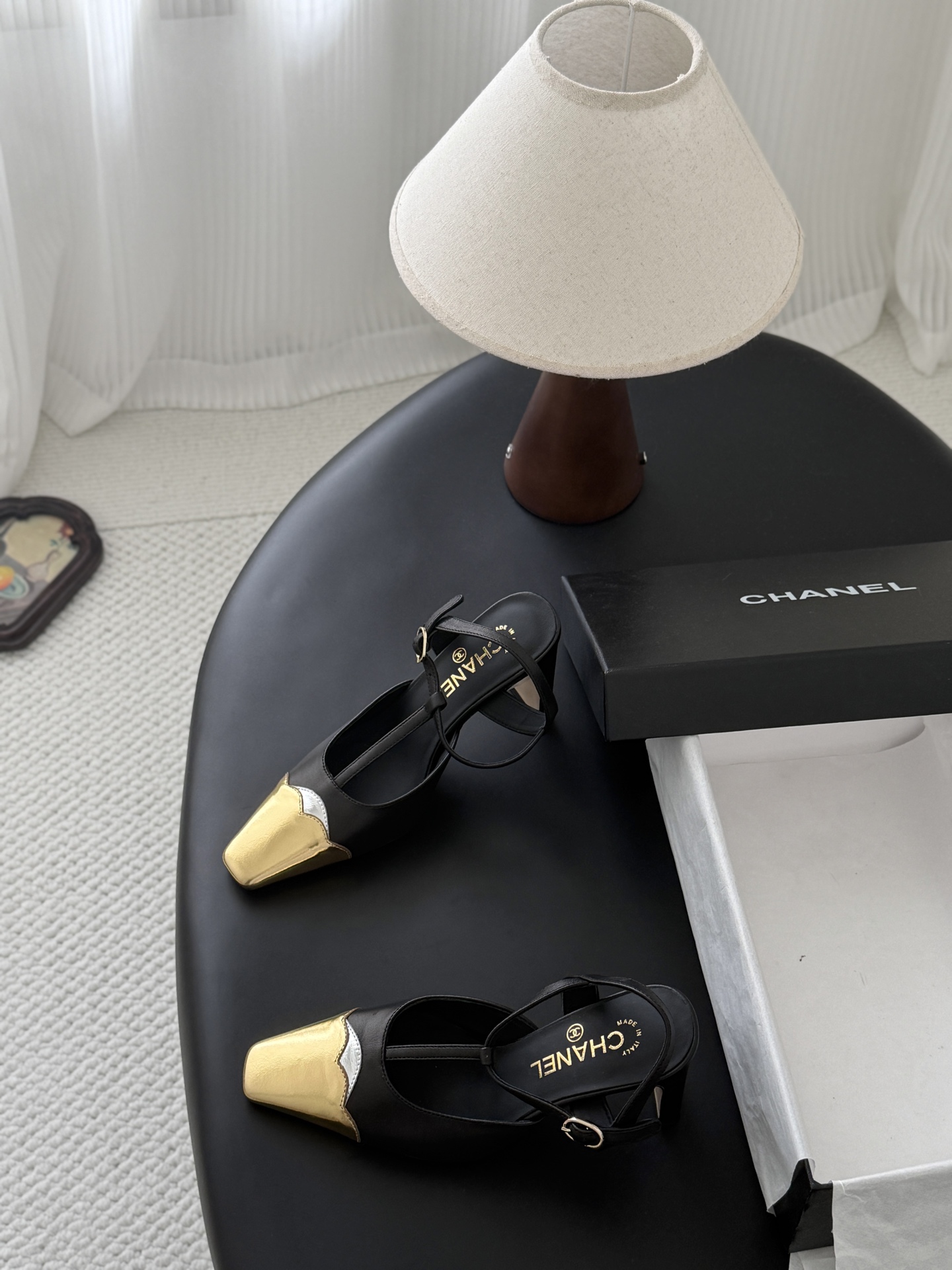 Chan 26P t-strap slingback heels