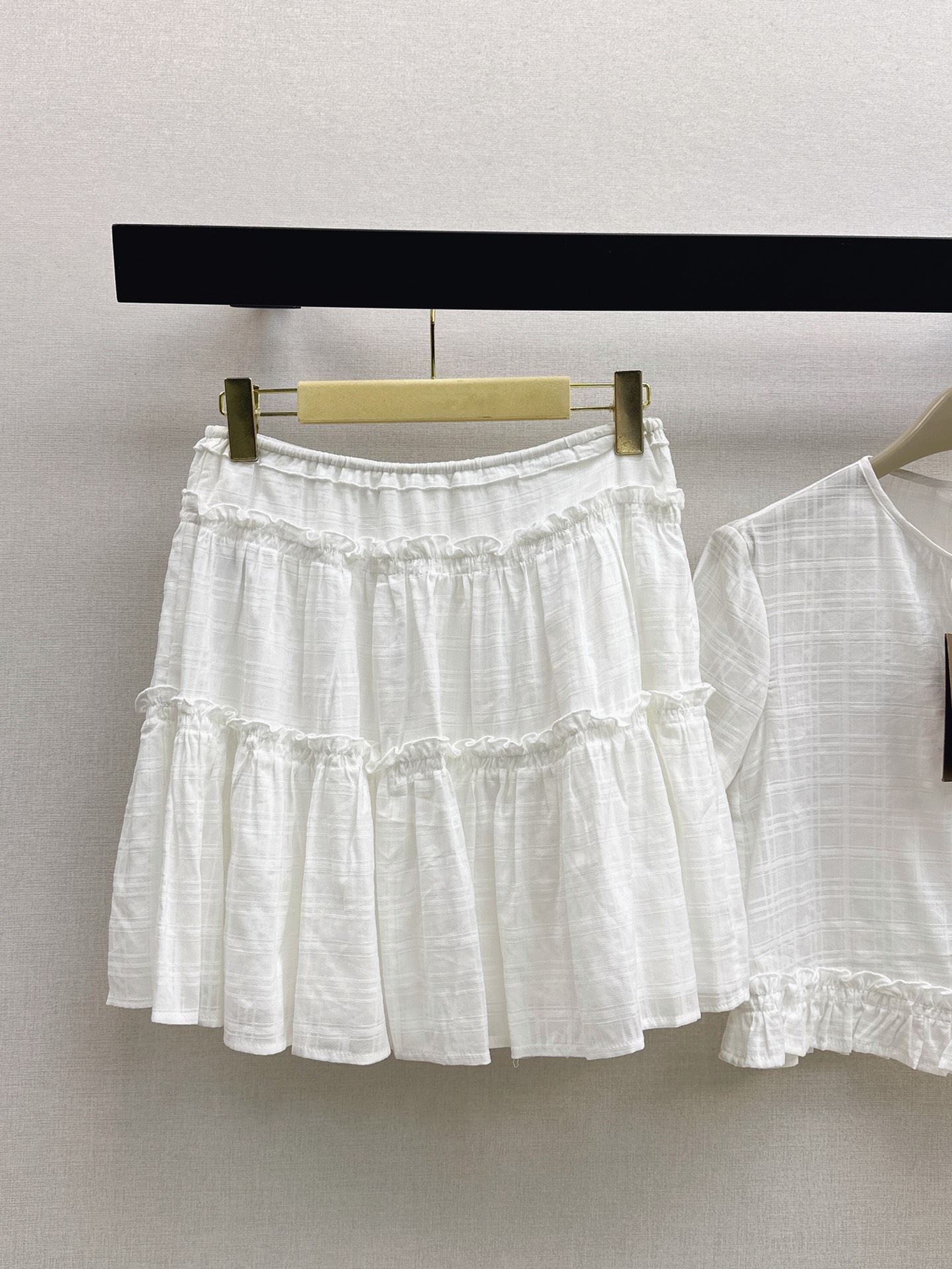 Bur 26ss check shirt skirt set