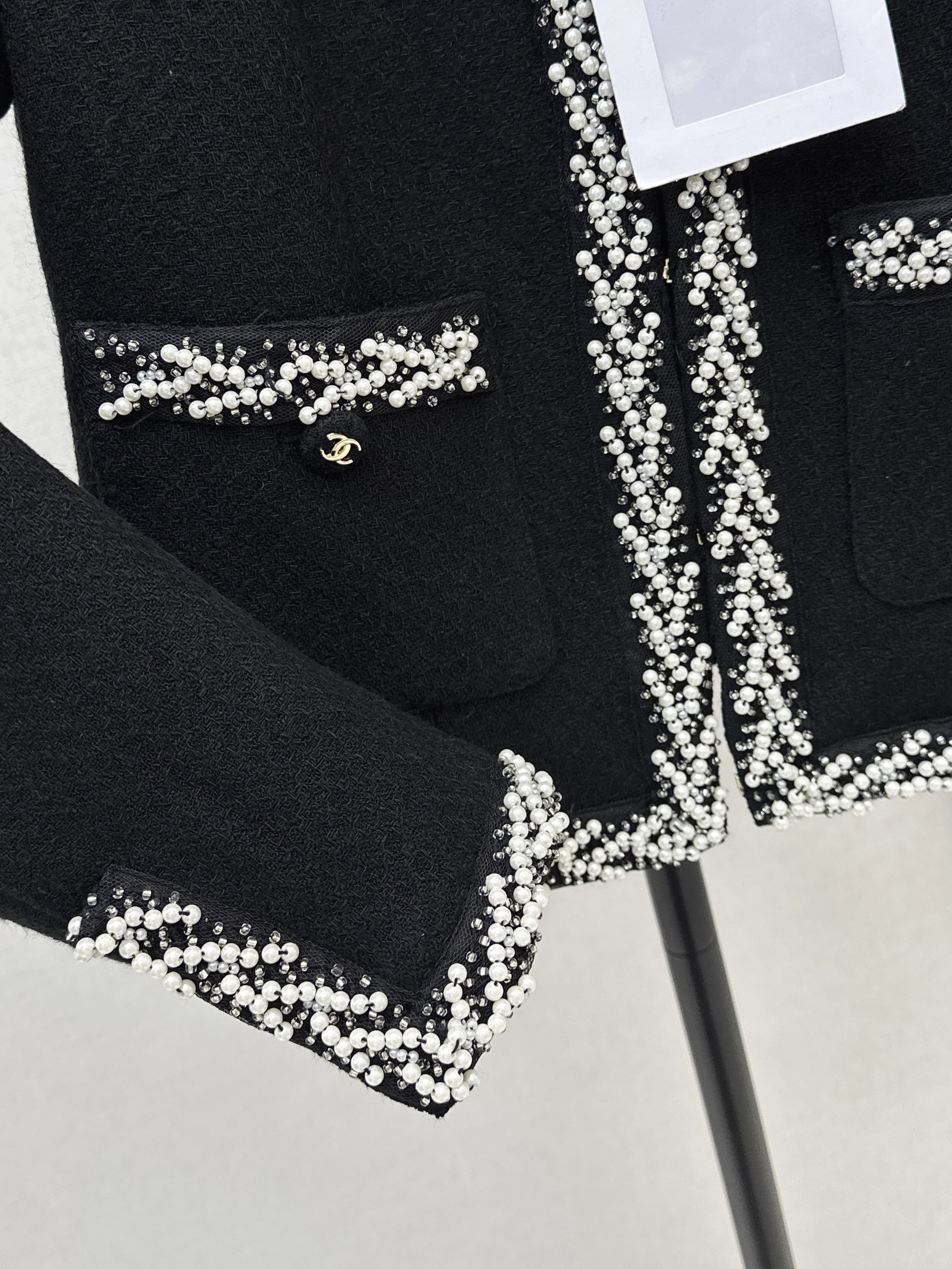 Chan 26ss beading woven jacket