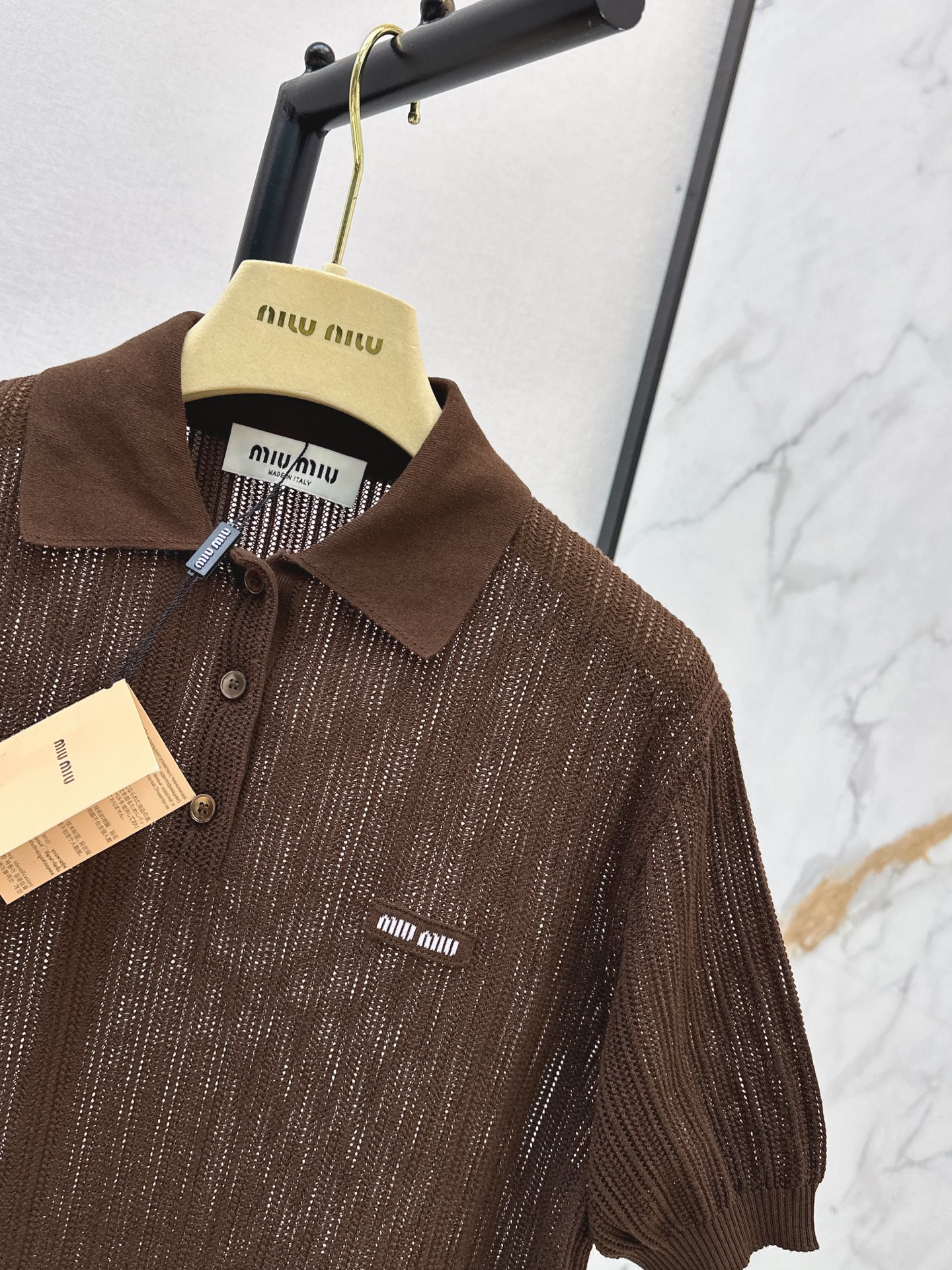 Miu 26ss hollow knit polo