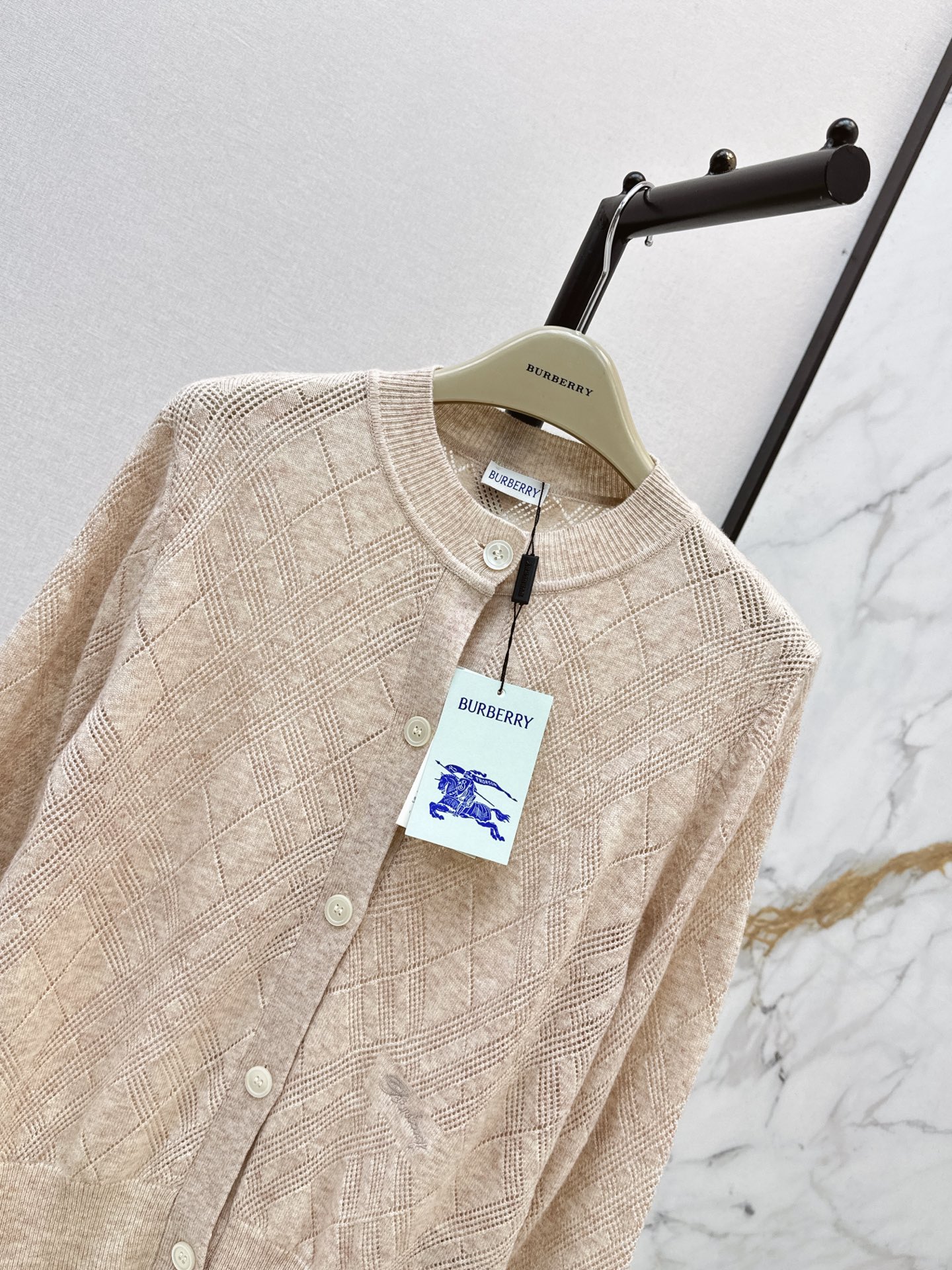 Bur 26ss check jacquard knit cardigan