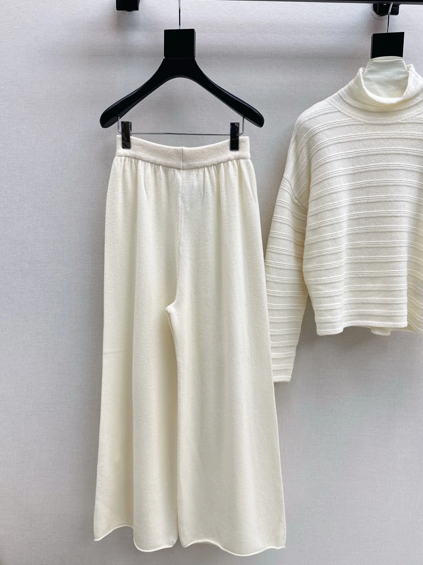 Max 25fw knit suit high neck sweater straight pants outfit sets