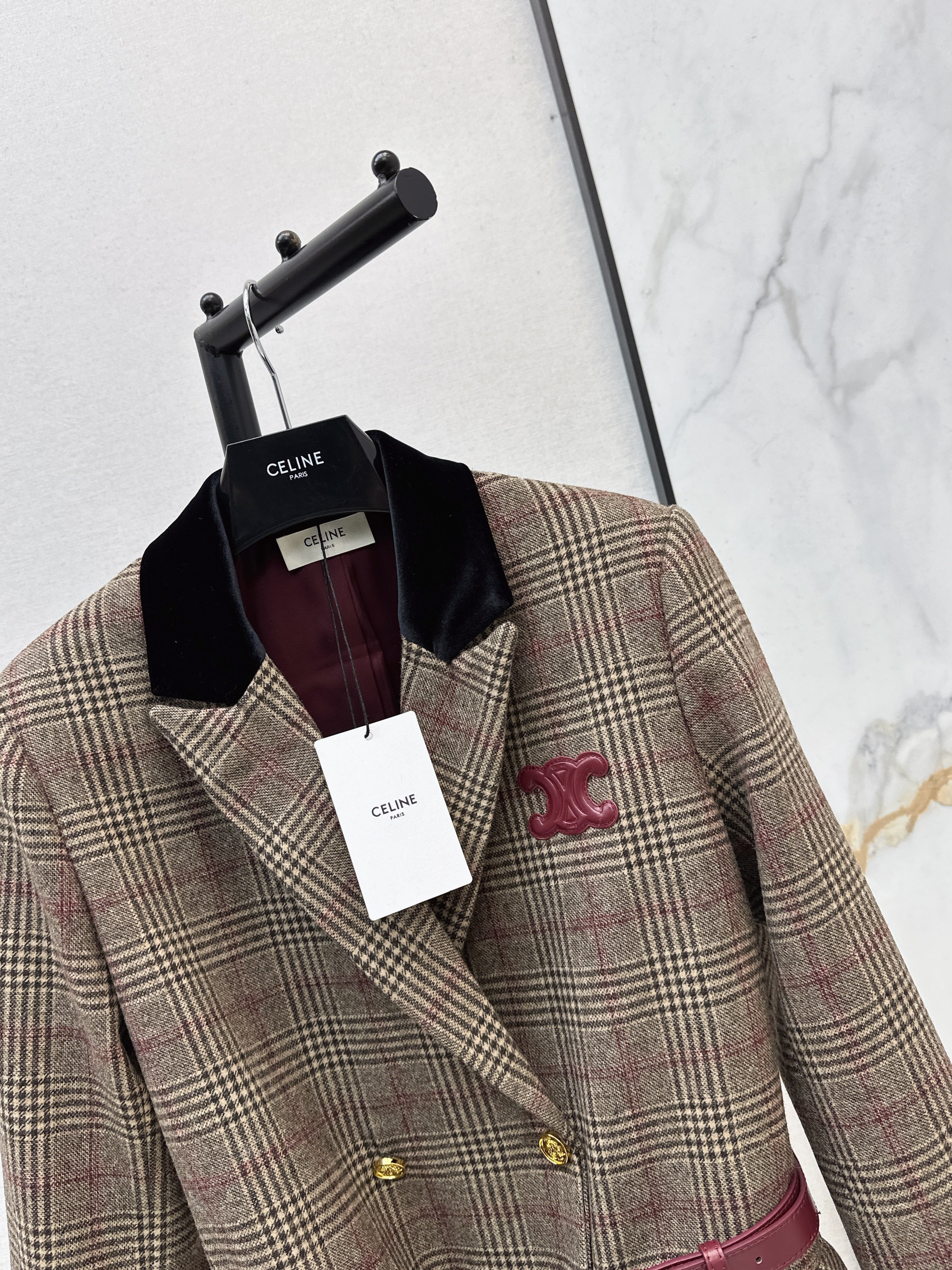 Celi 26ss contract velvet check blazer