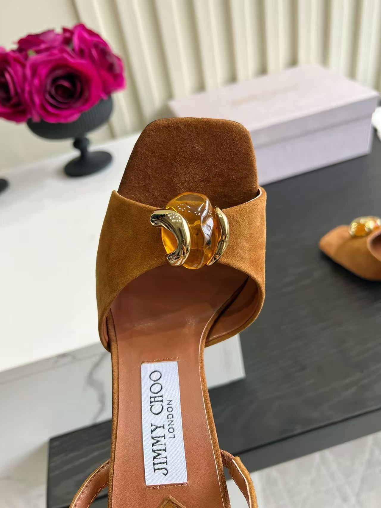Jimm 26ss Brown Slingback Heeled Sandals