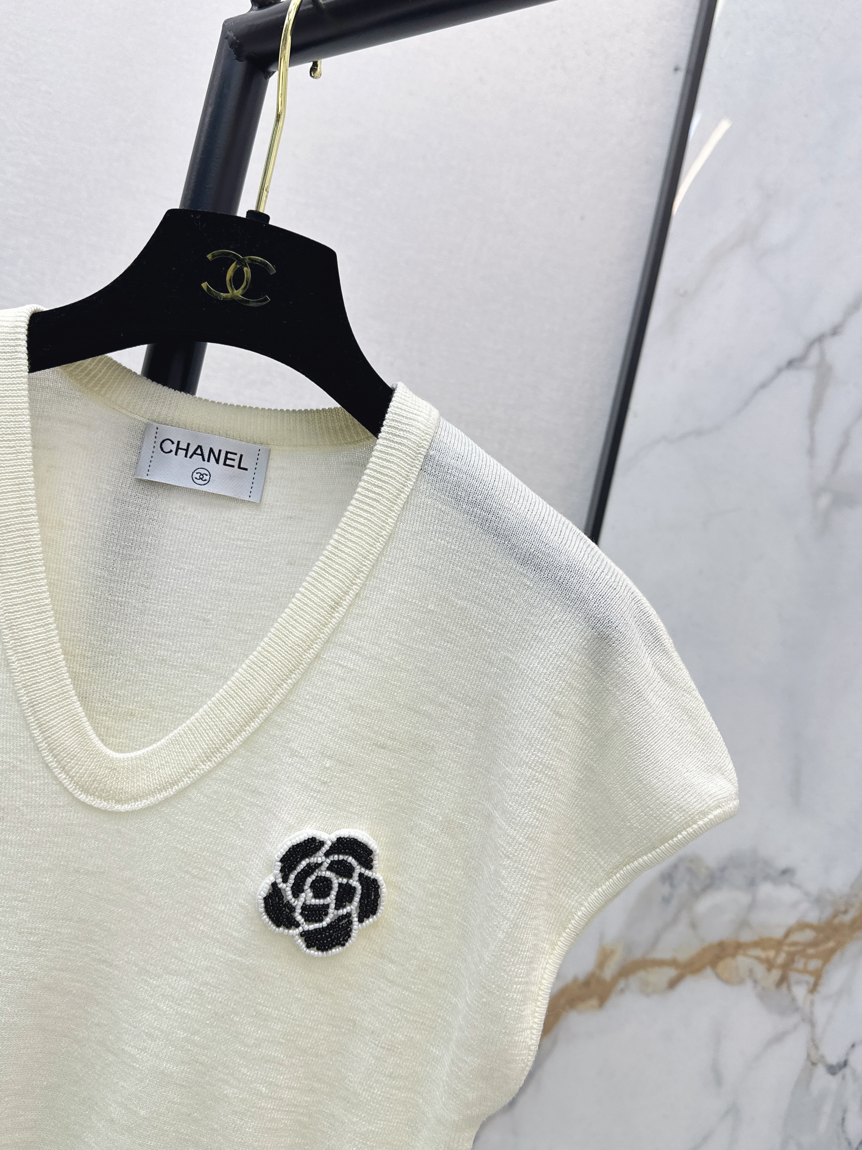 Chan 26ss 3d flower t-shirt