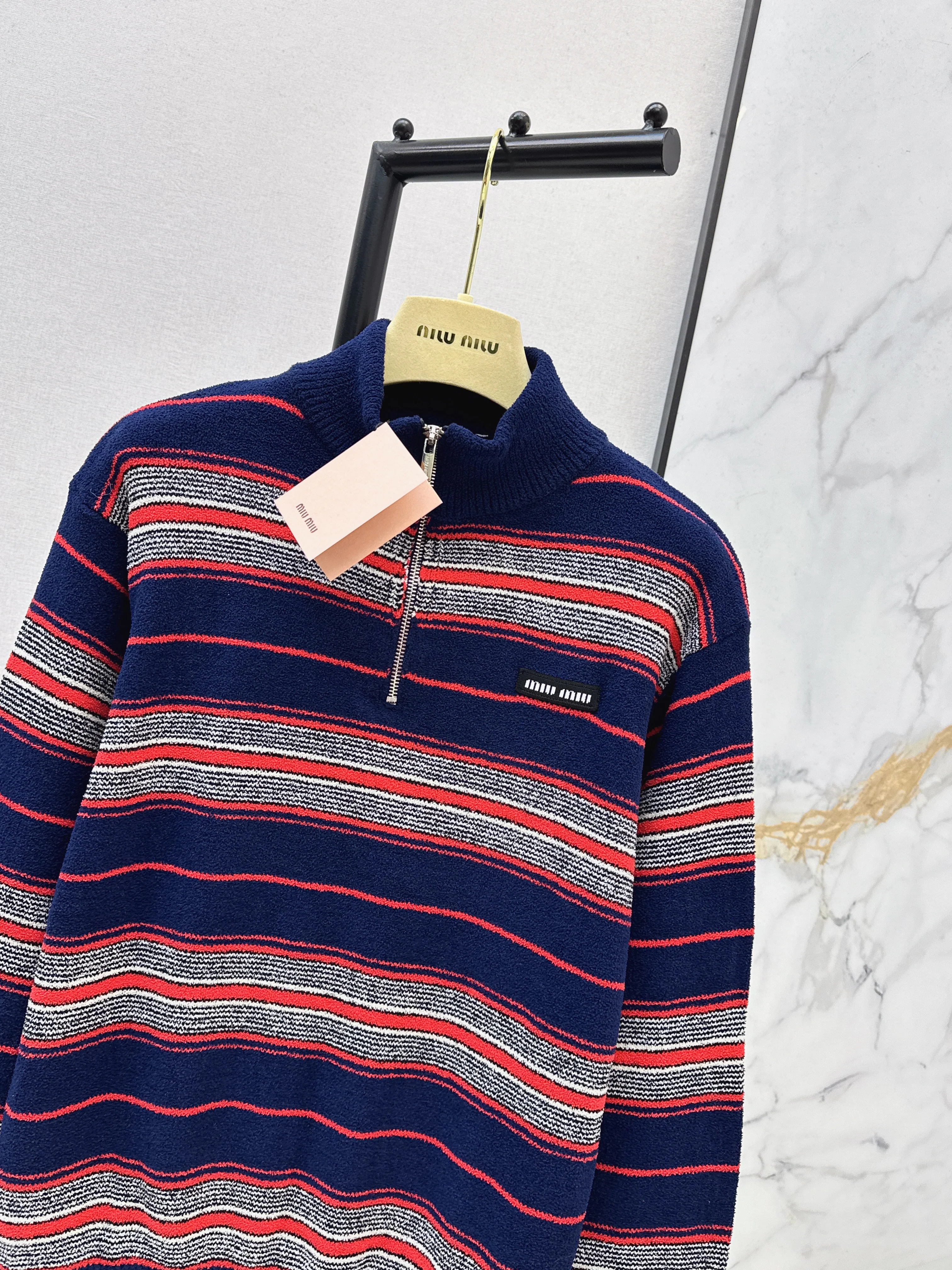Miu 26ss stripe knitted sweater