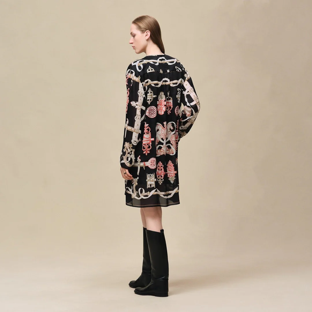 Herm 26ss print silk dress