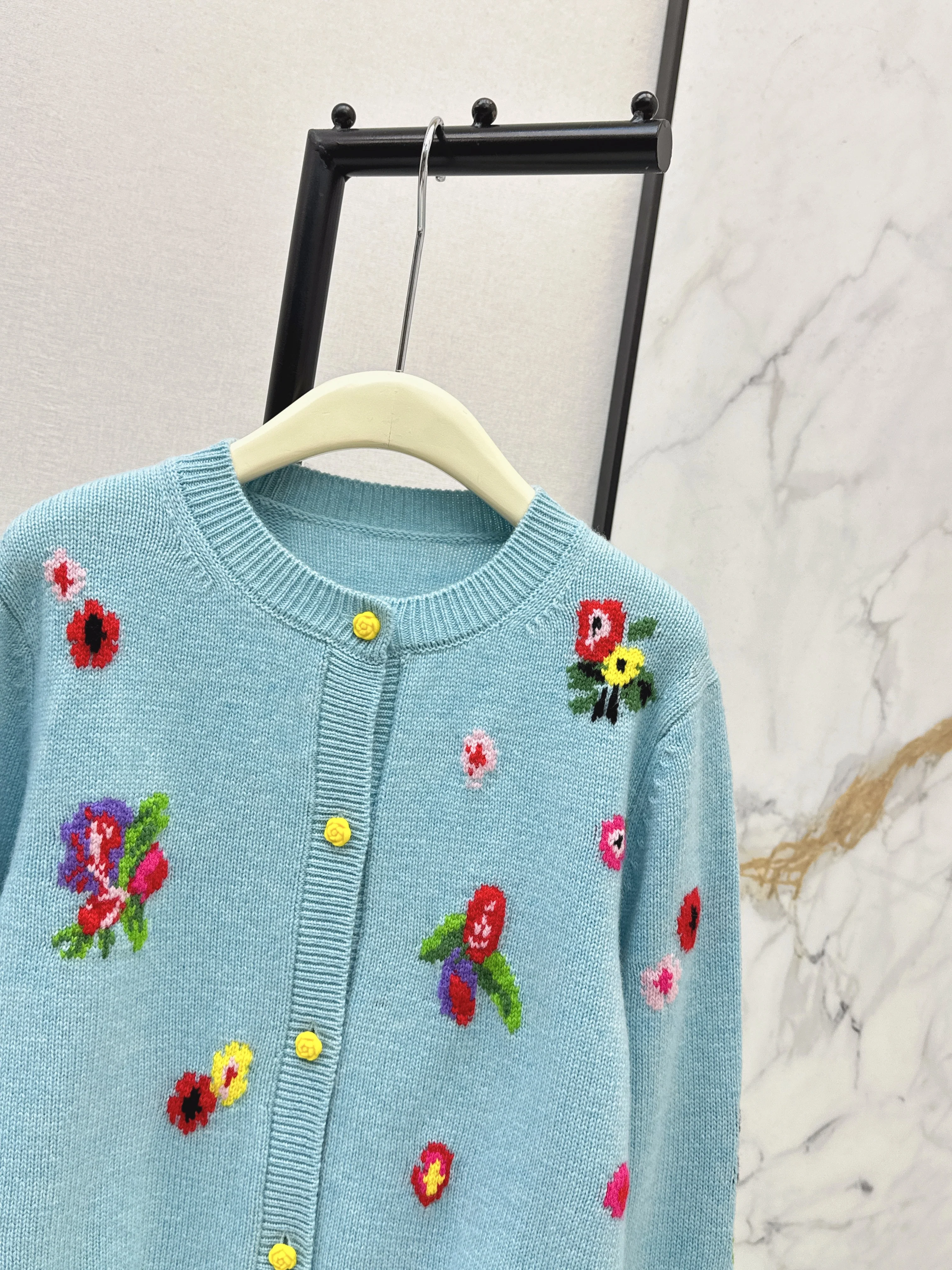 Erdo 26ss intarsia cashmere cardigan