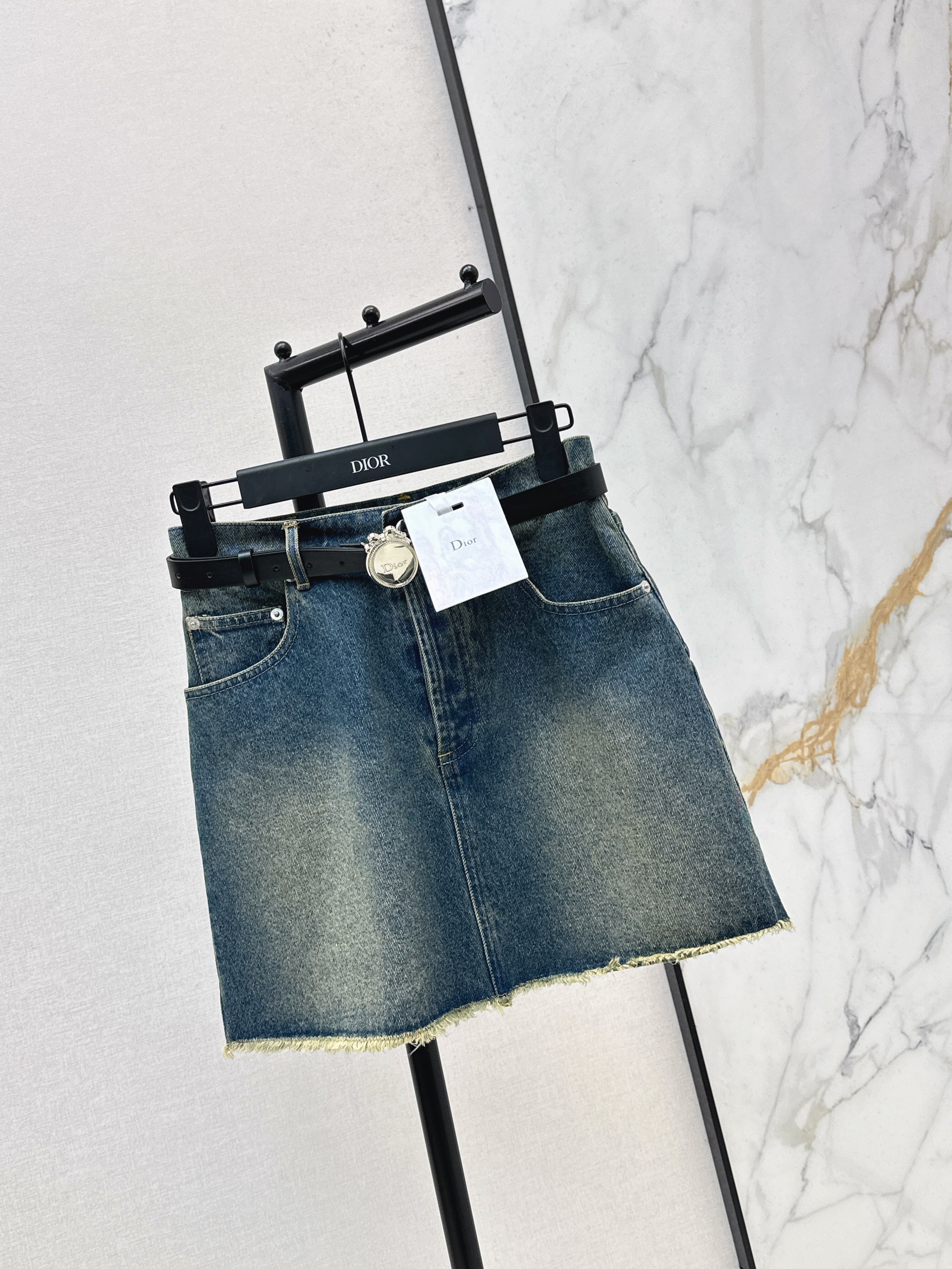CD 26ss belted denim skirt
