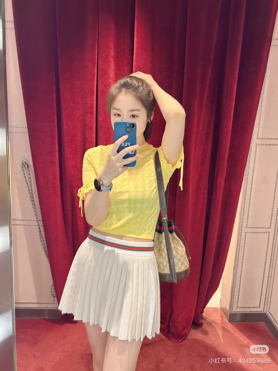 Guc 26ss jacquard pleated skirt