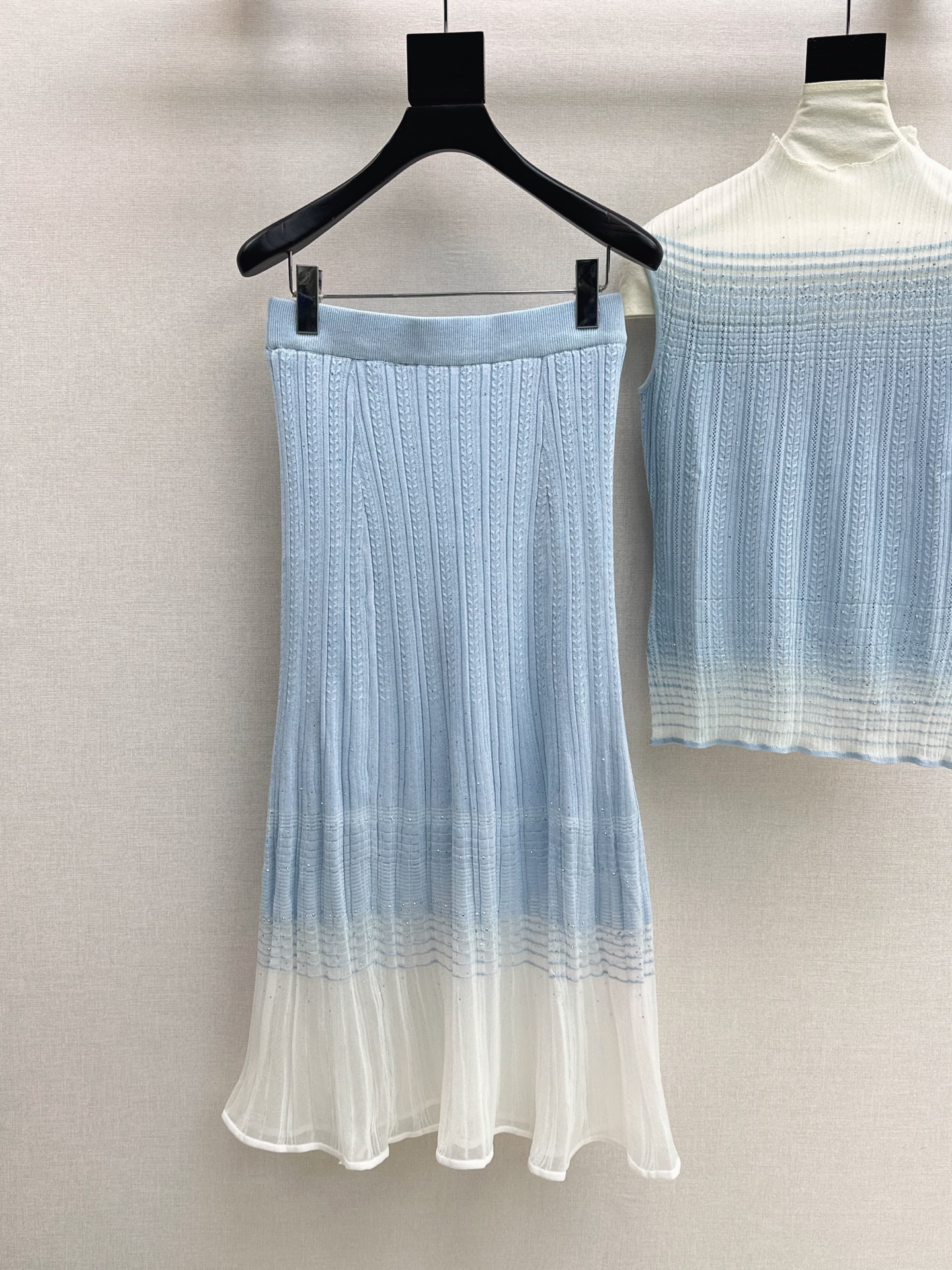 Chan 26ss sleeveless knit vest skirt set