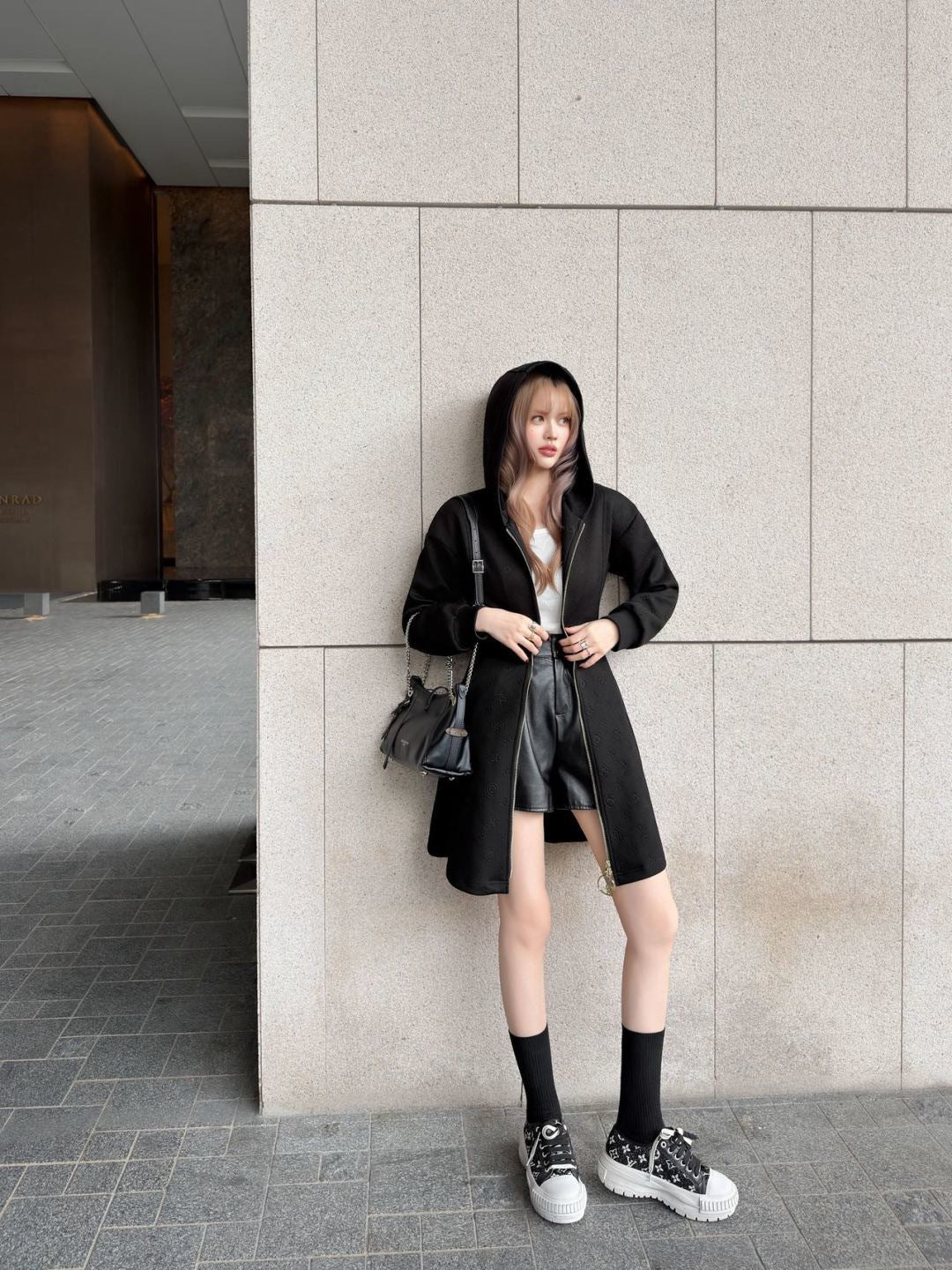 Louis 26ss hooded zip-up sweatshirt dress