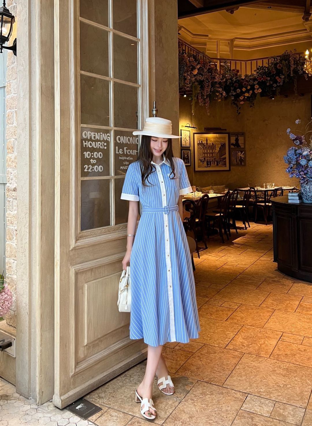 Celi 26SS Striped Belted Shirt Dress