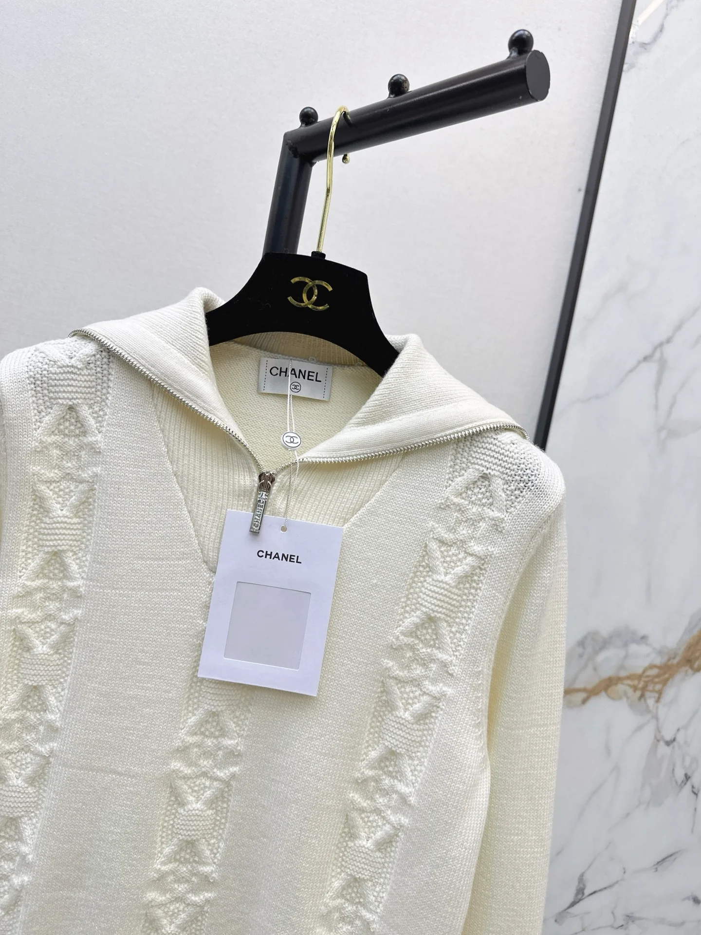 Chan 25fw zip knit jumper