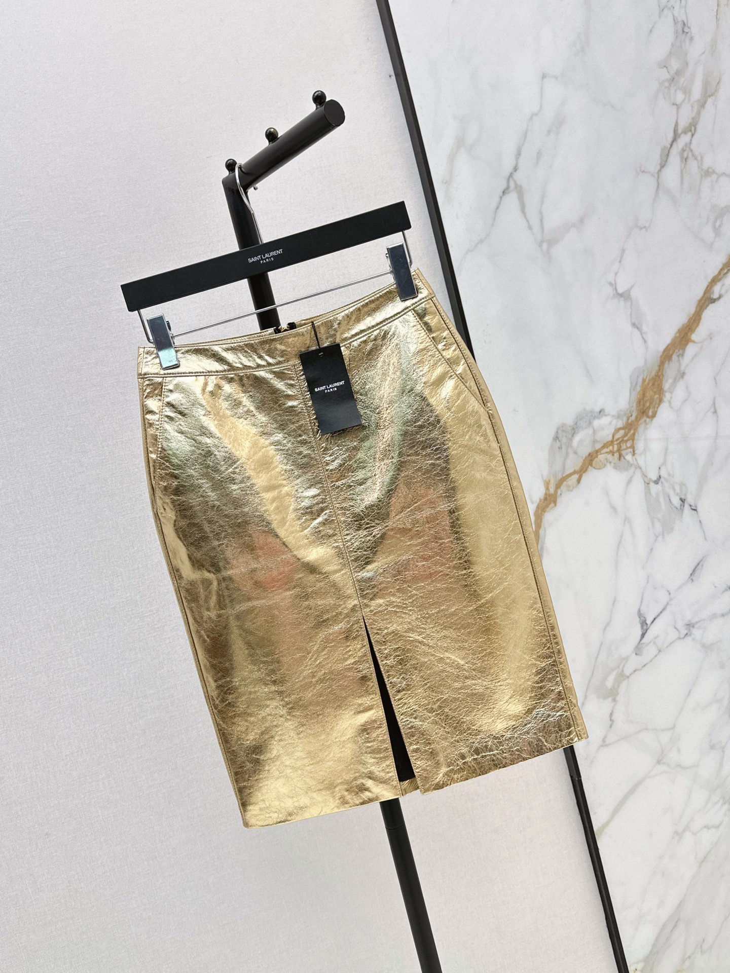 Sain 26ss metal leather skirt