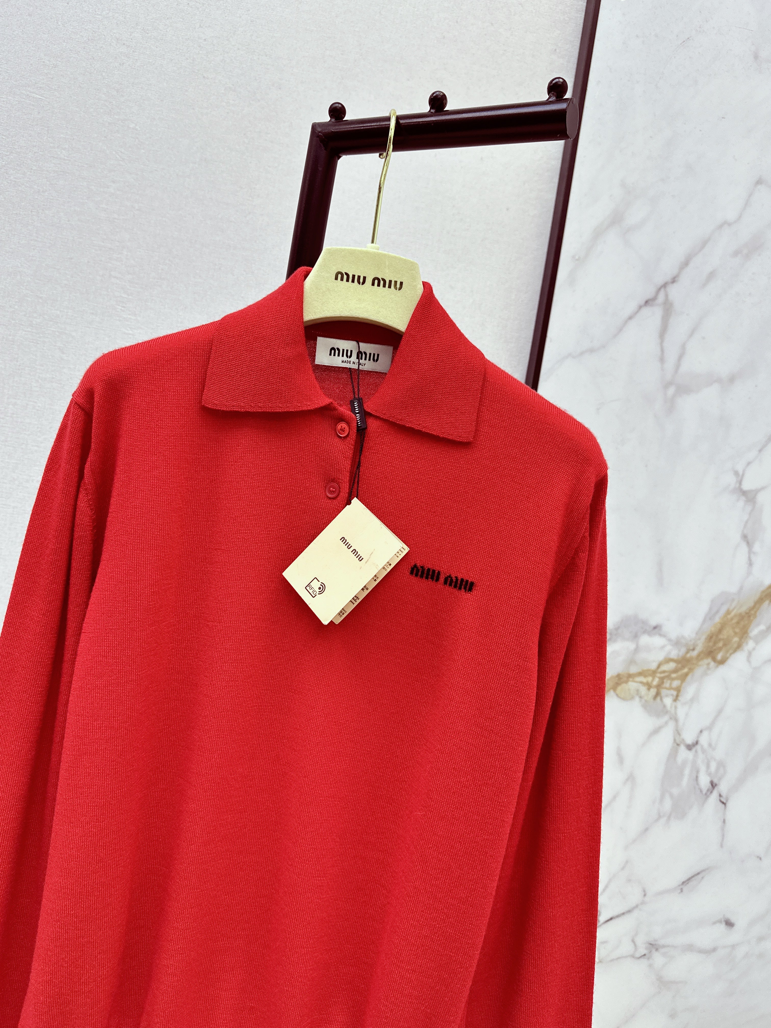 Miu 26ss jacquard polo sweater