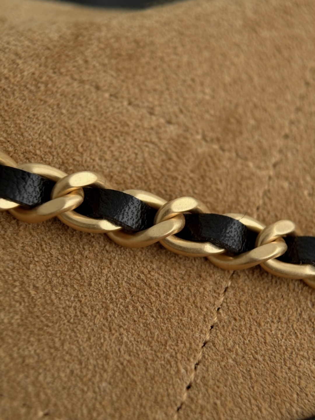 Chan 26S suede clutch with chain