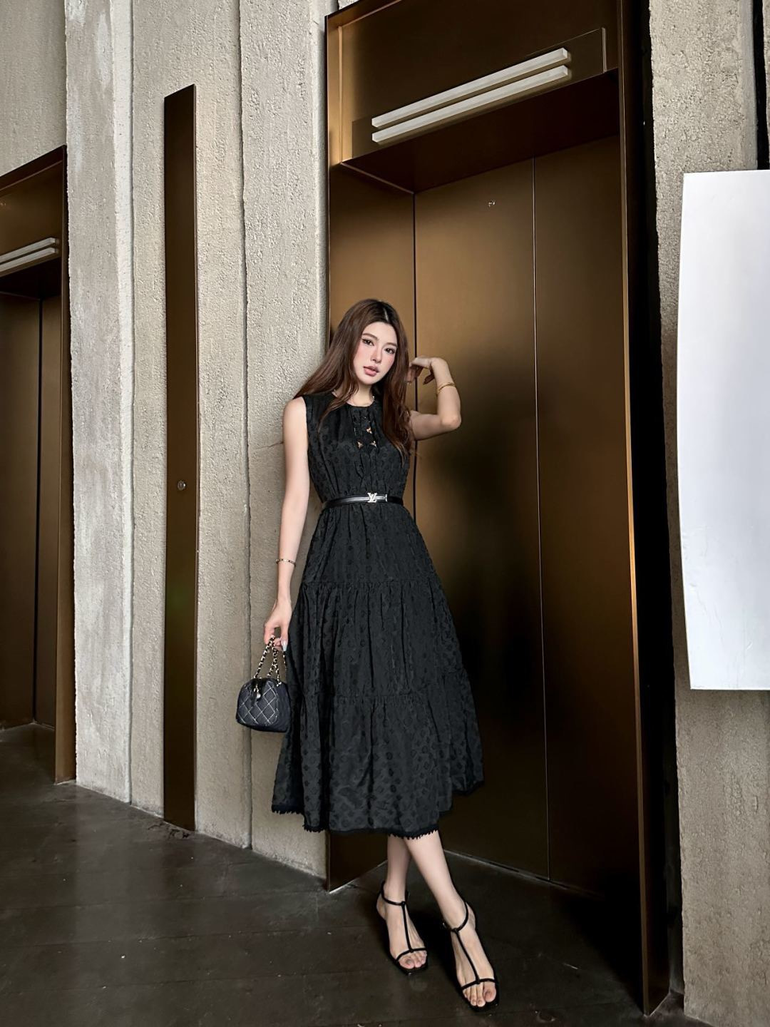 Loui 26ss jacquard sleeveless dress