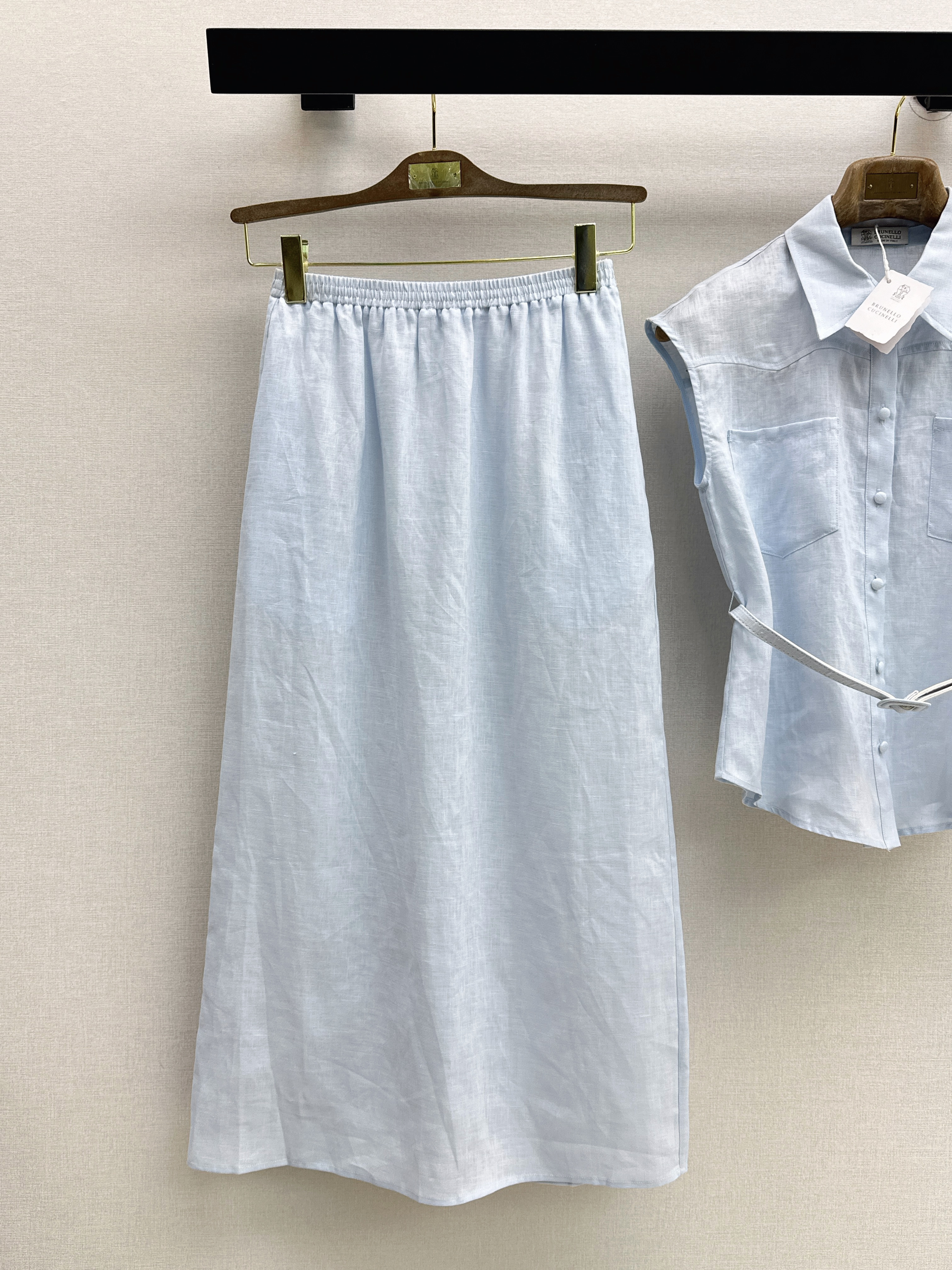 Brun 26ss sleeveless shirt skirt set