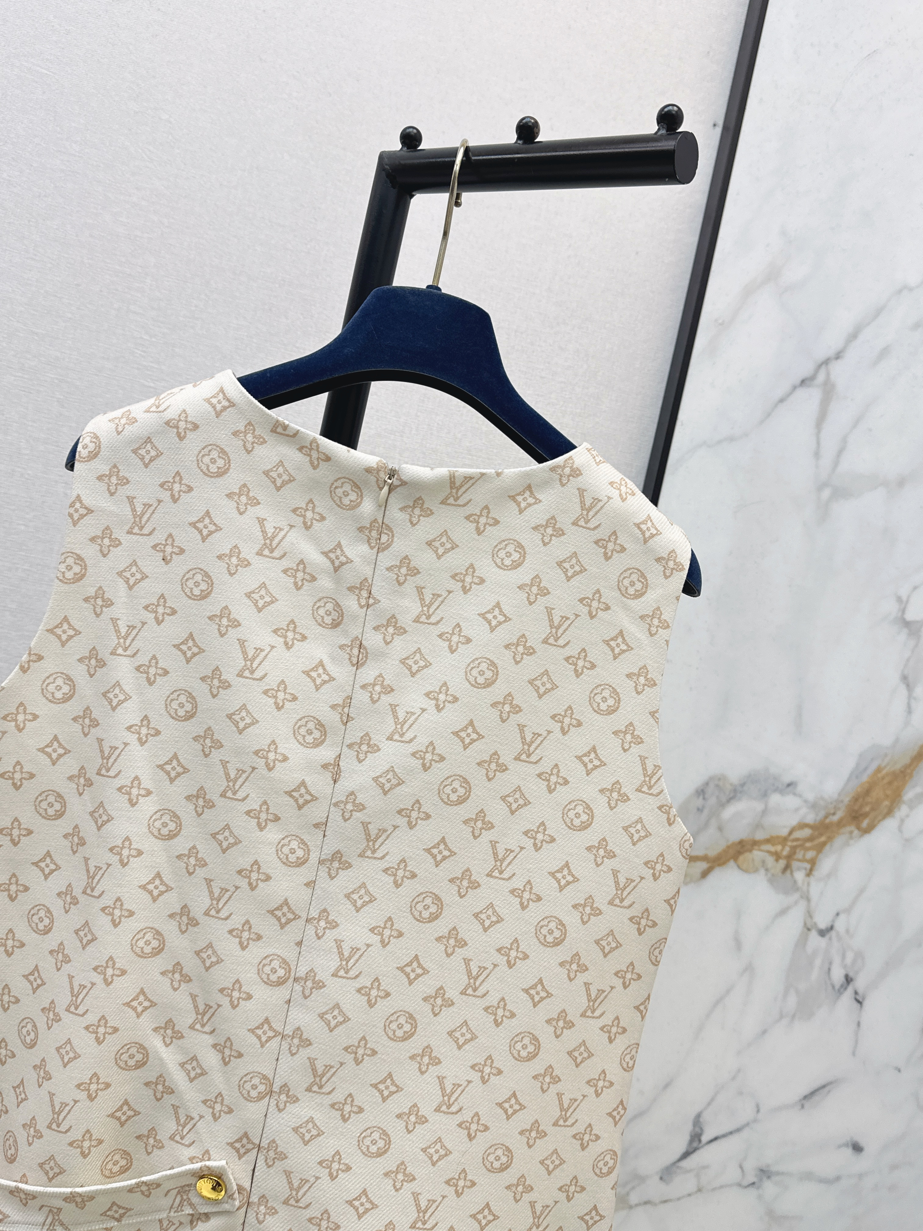 Louis 26ss print sleeveless dress