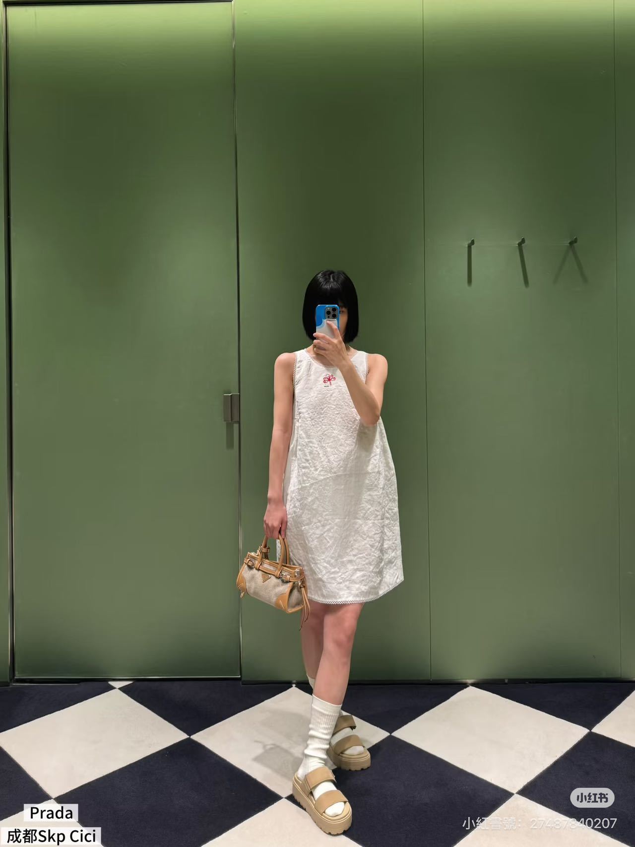 Pra 26ss embroidery sleeveless dress