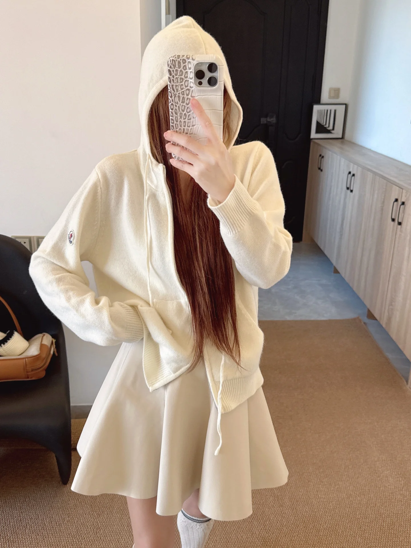 Monc 26ss hooded knit cardigan