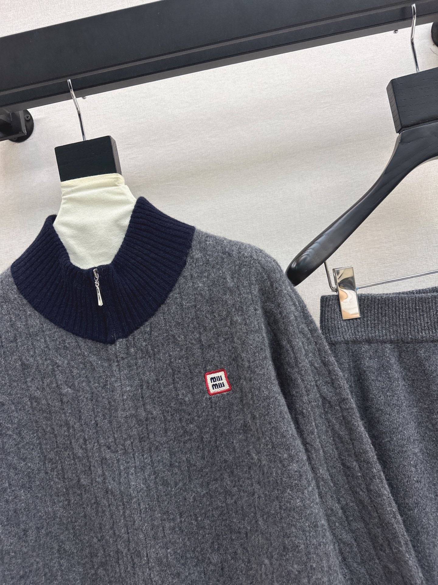 Miu 25fw wool cardigan +wide pants outfit sets