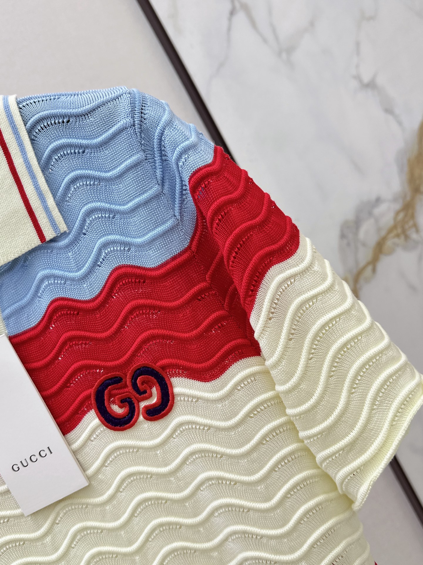 Guc 26ss stripe knit polo shirt