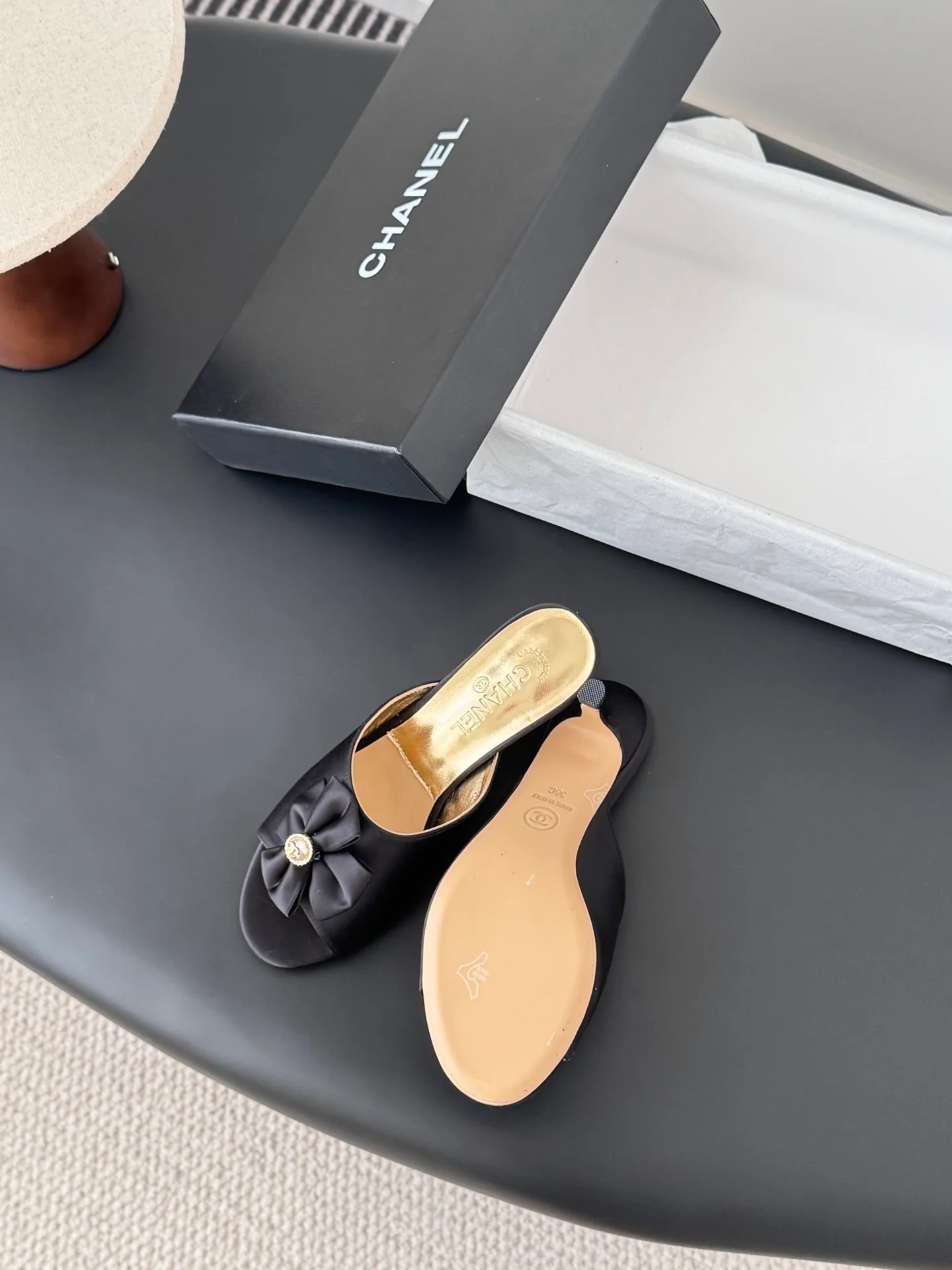 Chan 26ss kitten heel slides