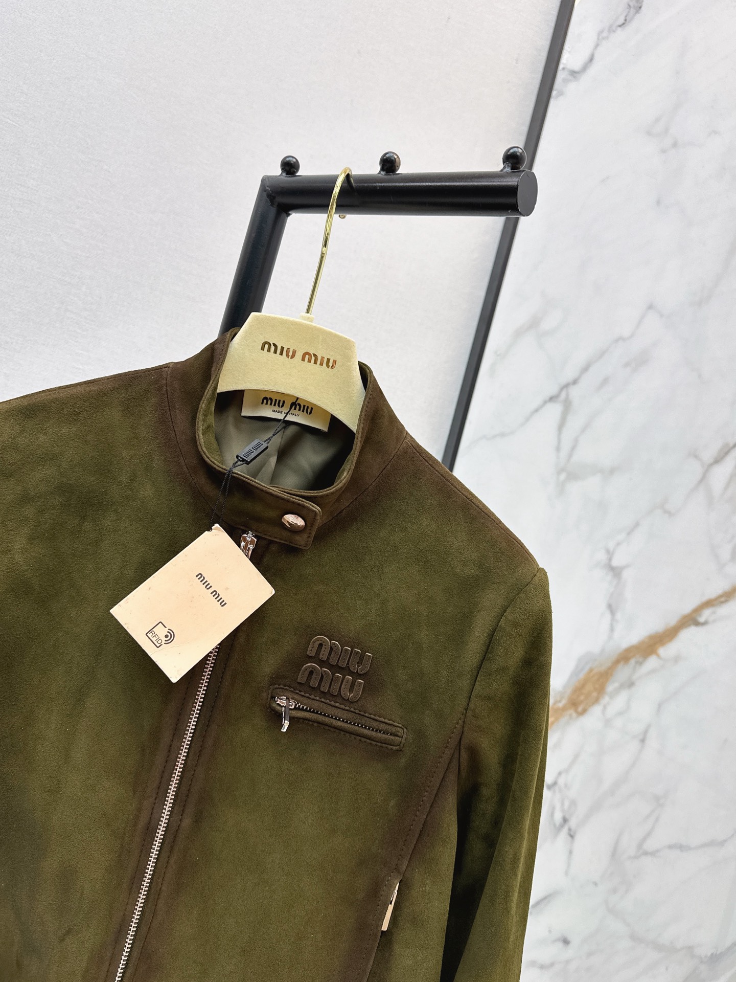 Miu 26ss suede leather jacket