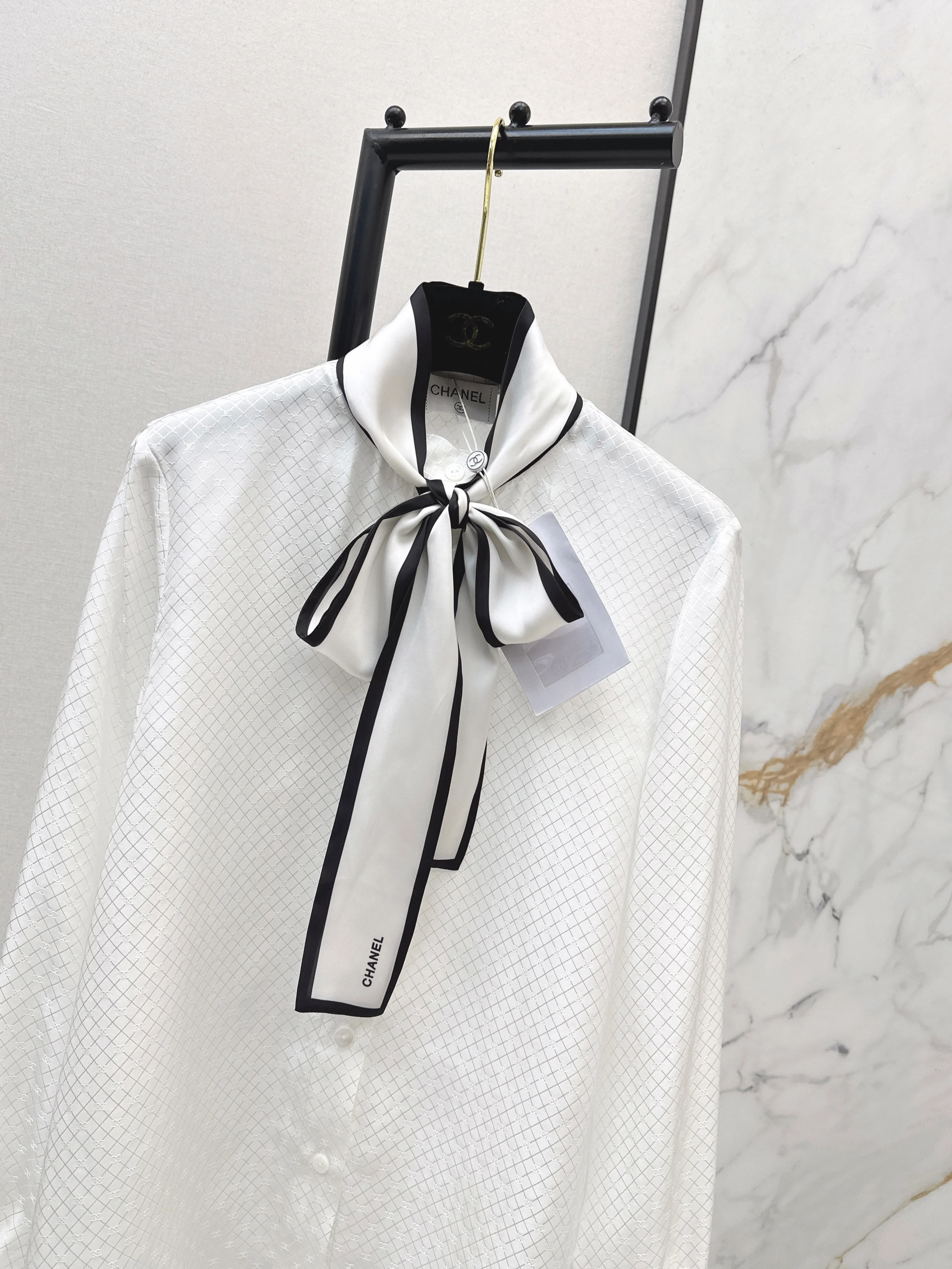 Chan 26ss silk tie-neck shirts