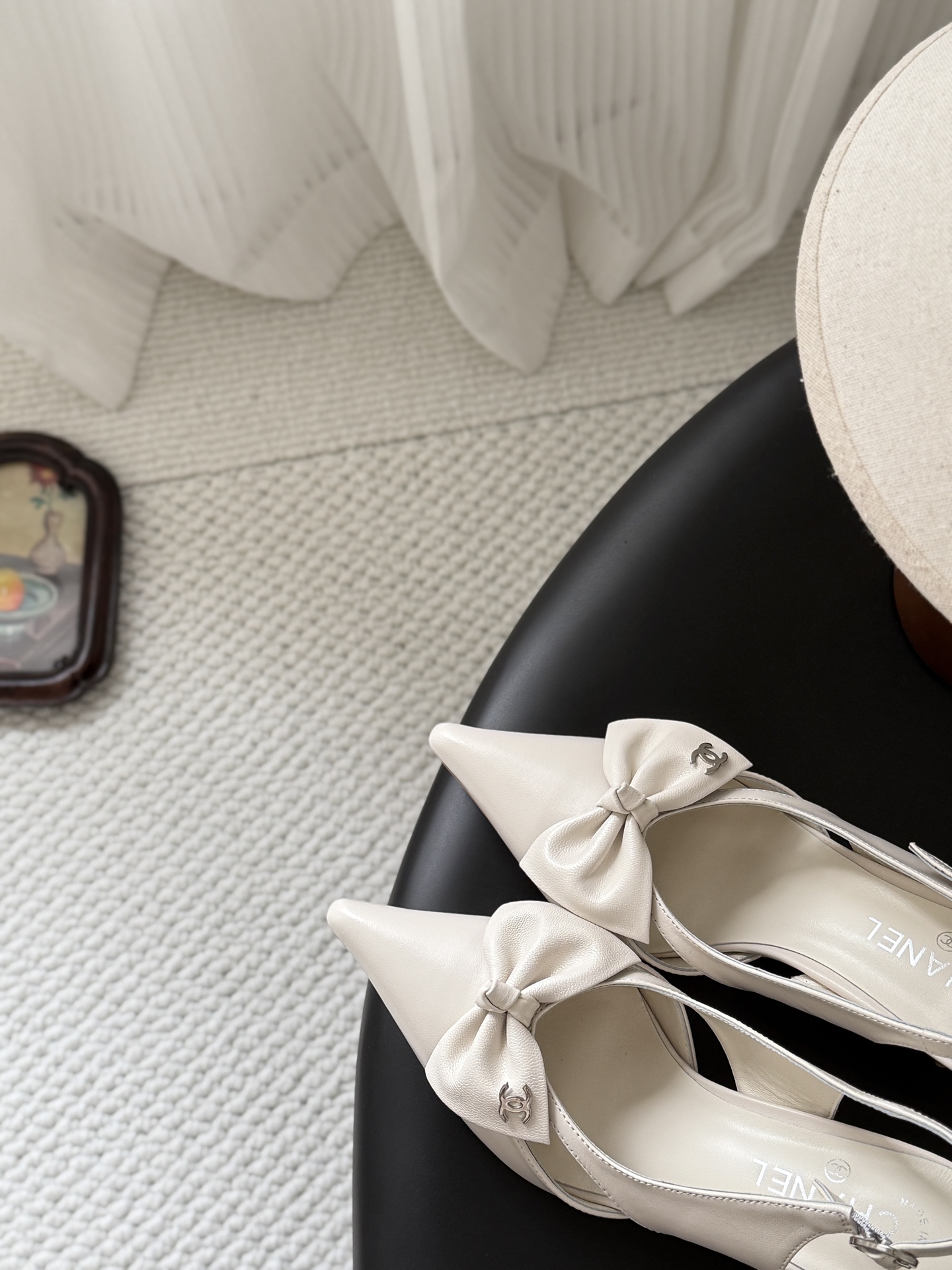 Chan 26ss bow slingback heel